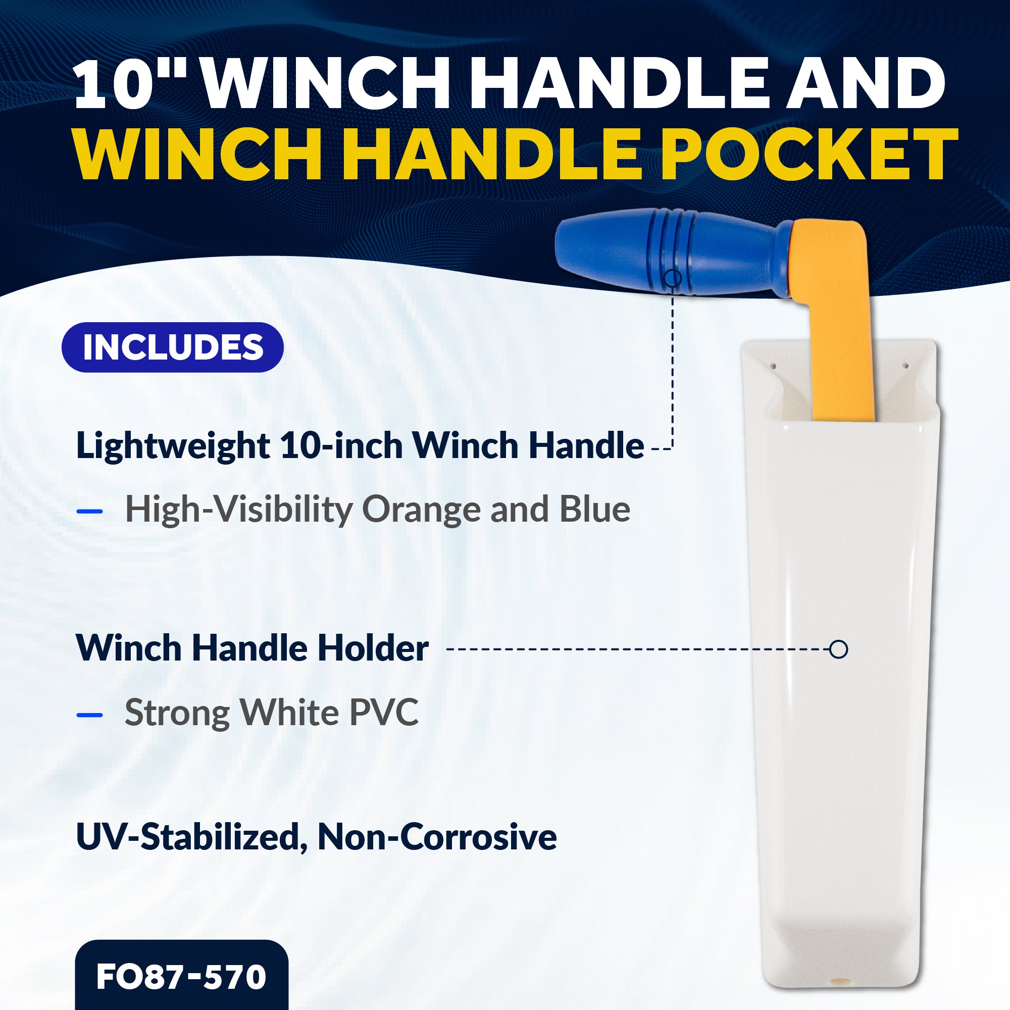 10" Sailboat Winch Handle and Winch Handle Pocket Set - FO87-570 - Five Oceans