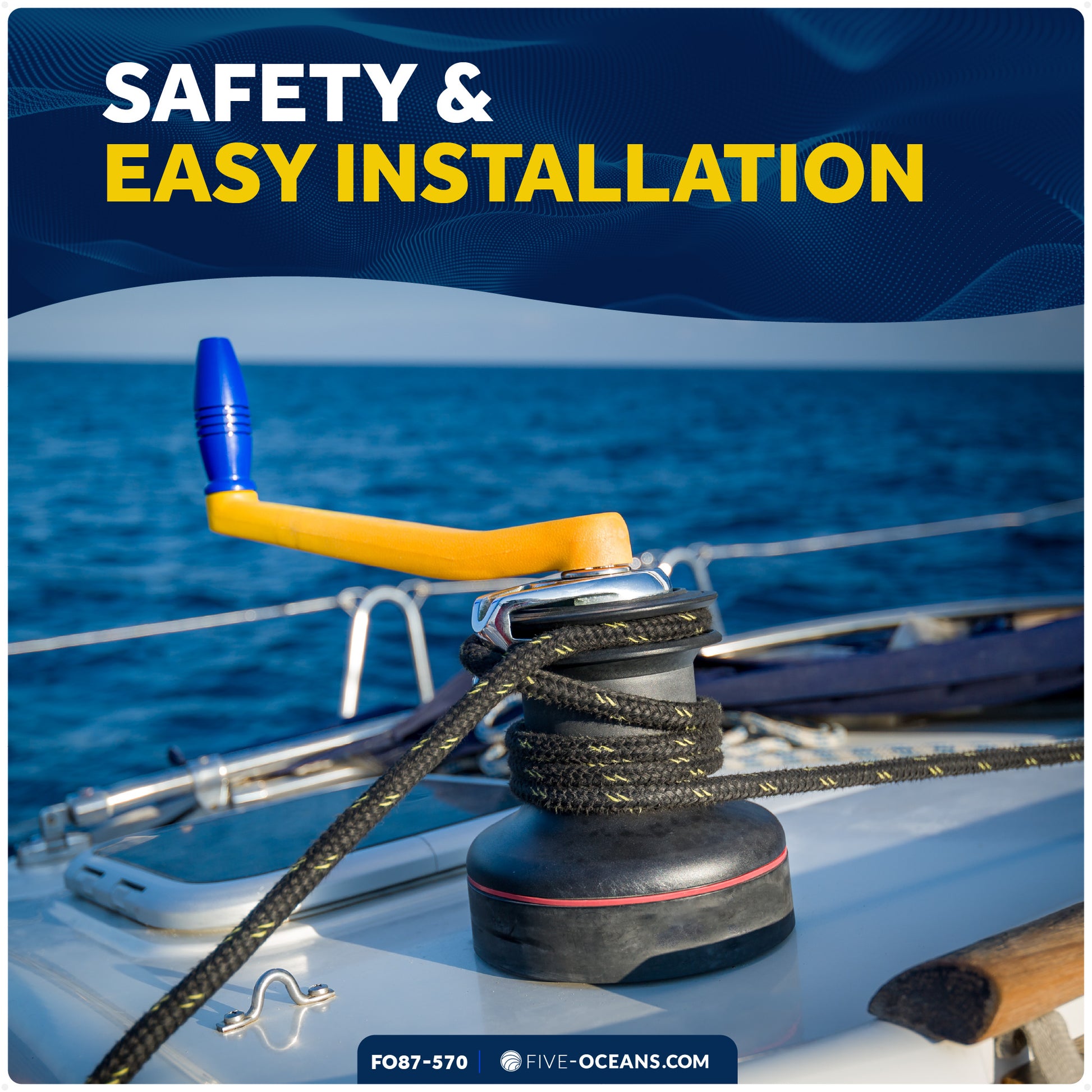 10" Sailboat Winch Handle and Winch Handle Pocket Set - FO87-570 - Five Oceans