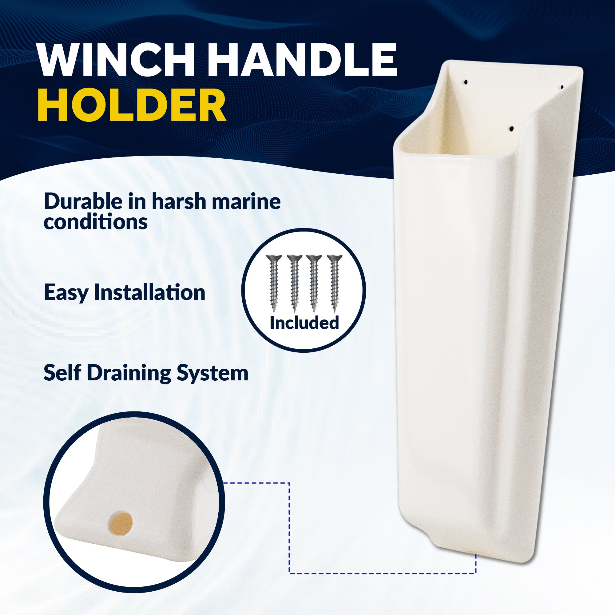 10" Sailboat Winch Handle and Winch Handle Pocket Set - FO87-570 - Five Oceans