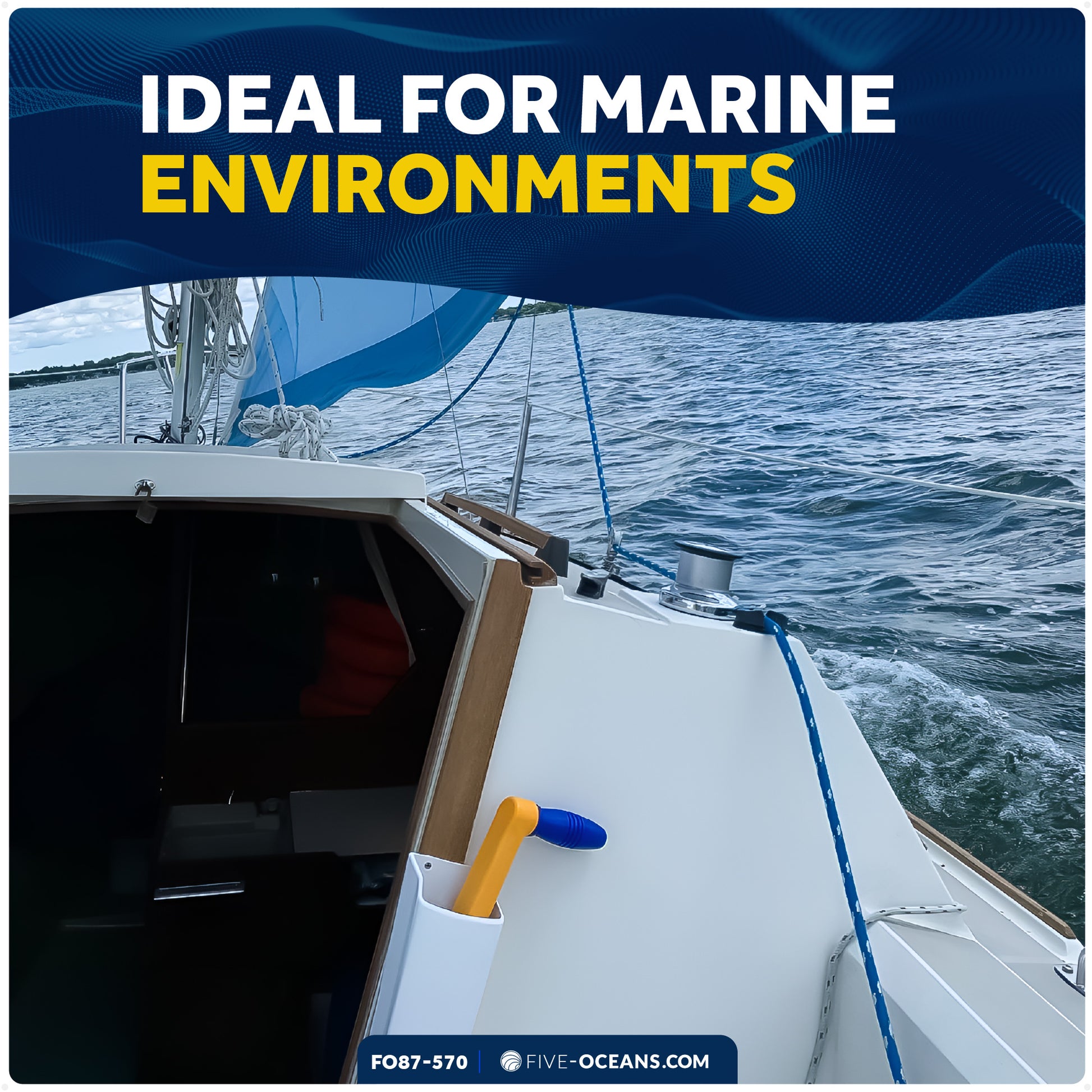 10" Sailboat Winch Handle and Winch Handle Pocket Set - FO87-570 - Five Oceans