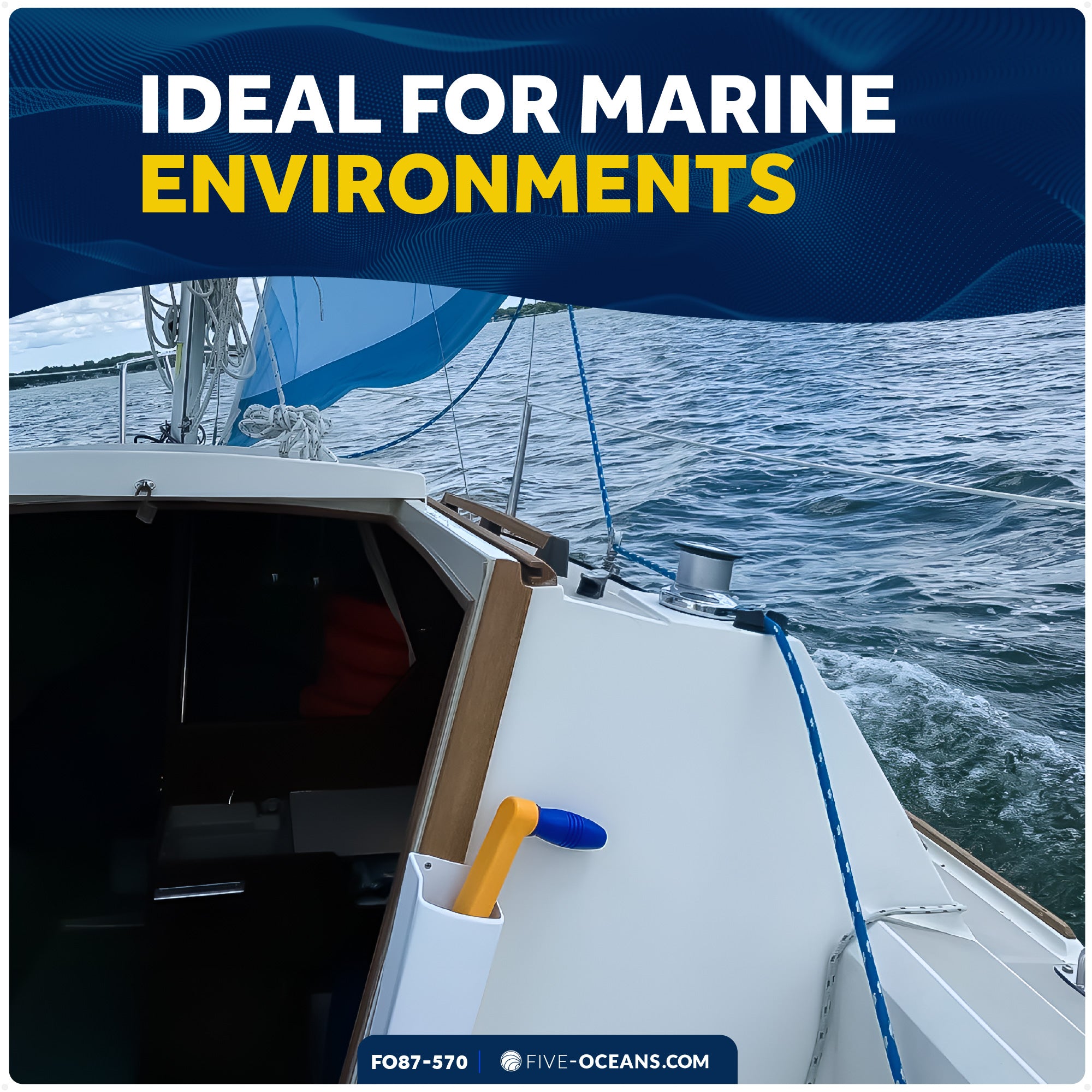 10" Sailboat Winch Handle and Winch Handle Pocket Set - FO87-570 - Five Oceans