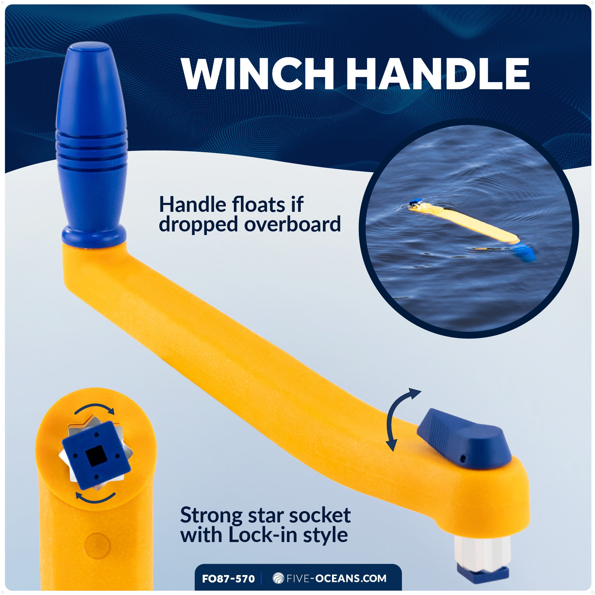 10" Sailboat Winch Handle and Winch Handle Pocket Set - FO87-570 - Five Oceans
