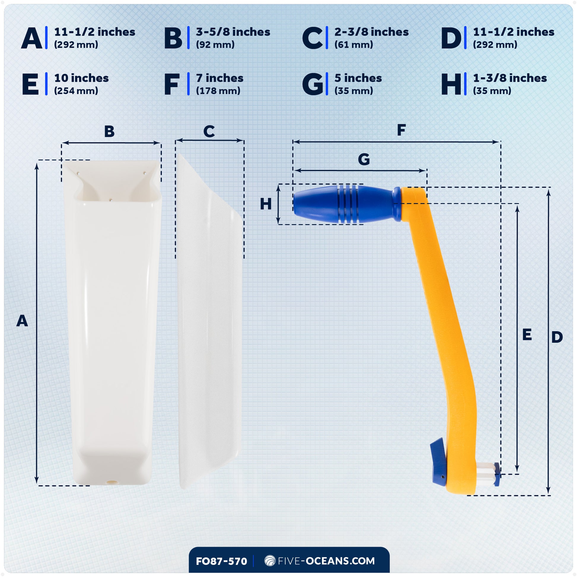 10" Sailboat Winch Handle and Winch Handle Pocket Set - FO87-570 - Five Oceans