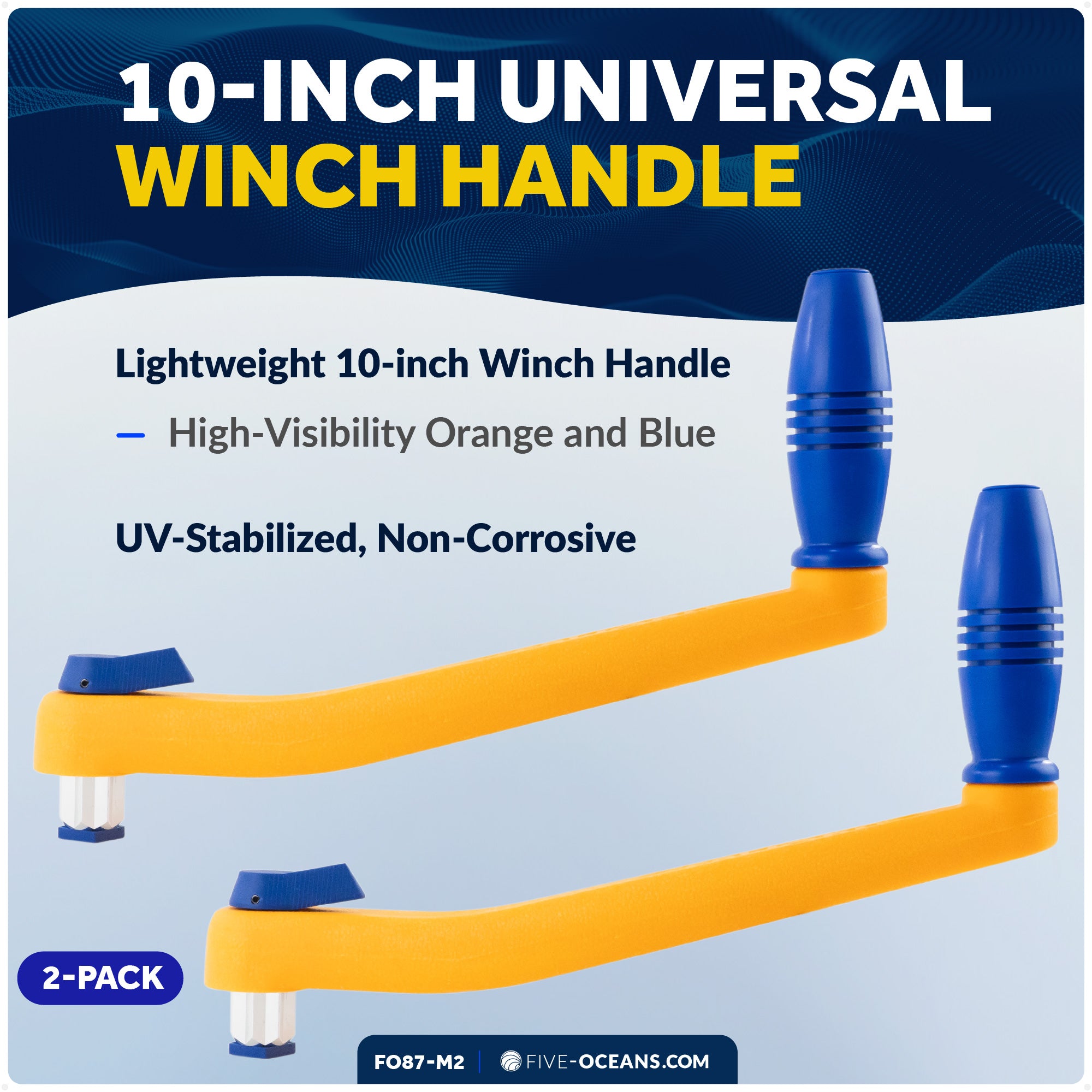 10" Universal Floating Lock-in Winch Handle, Orange/Blue, 2-Pack - FO87-M2
