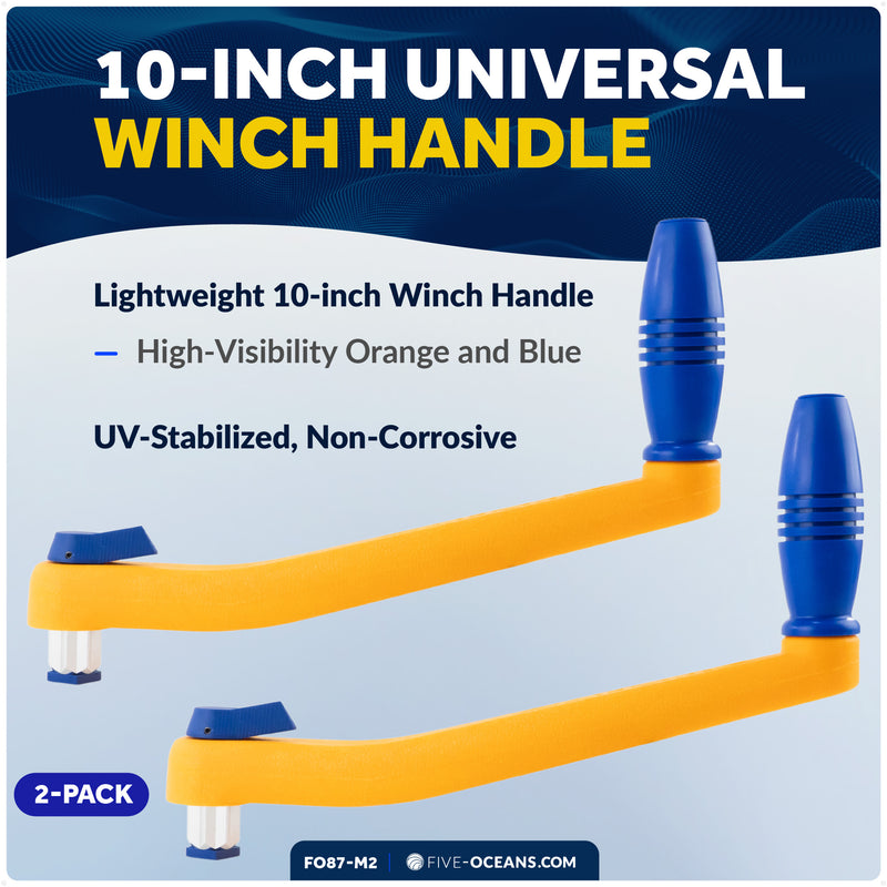 10" Universal Floating Winch Handle, Lock-In Mechanism, Orange & Blue, 2-Pack - FO87-M2 - Five Oceans