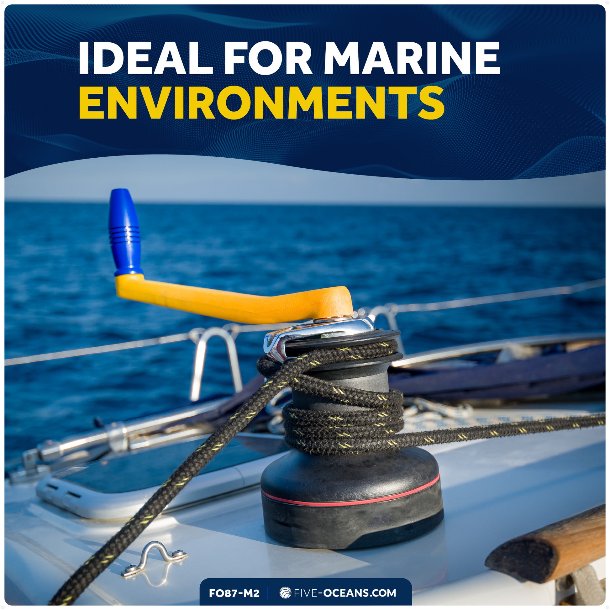 10" Universal Floating Lock-in Winch Handle, Orange/Blue, 2-Pack - FO87-M2 - Five Oceans