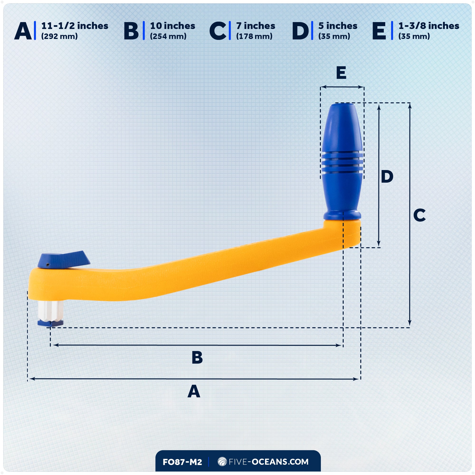 10" Universal Floating Lock-in Winch Handle, Orange/Blue, 2-Pack - FO87-M2 - Five Oceans