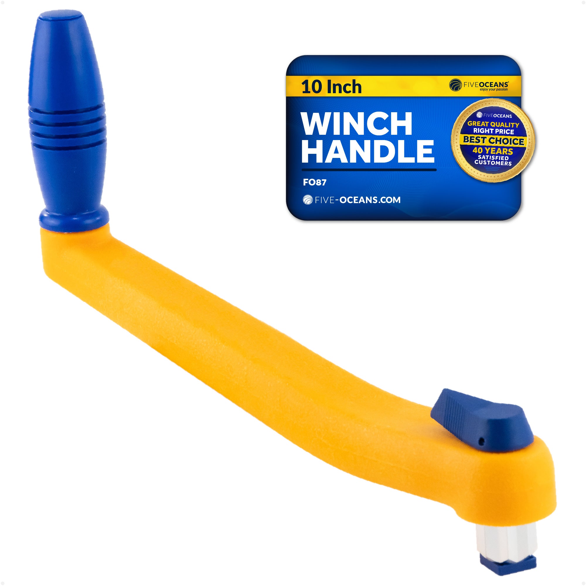 10" Universal Floating Lock-in Winch Handle, Orange/Blue - FO87