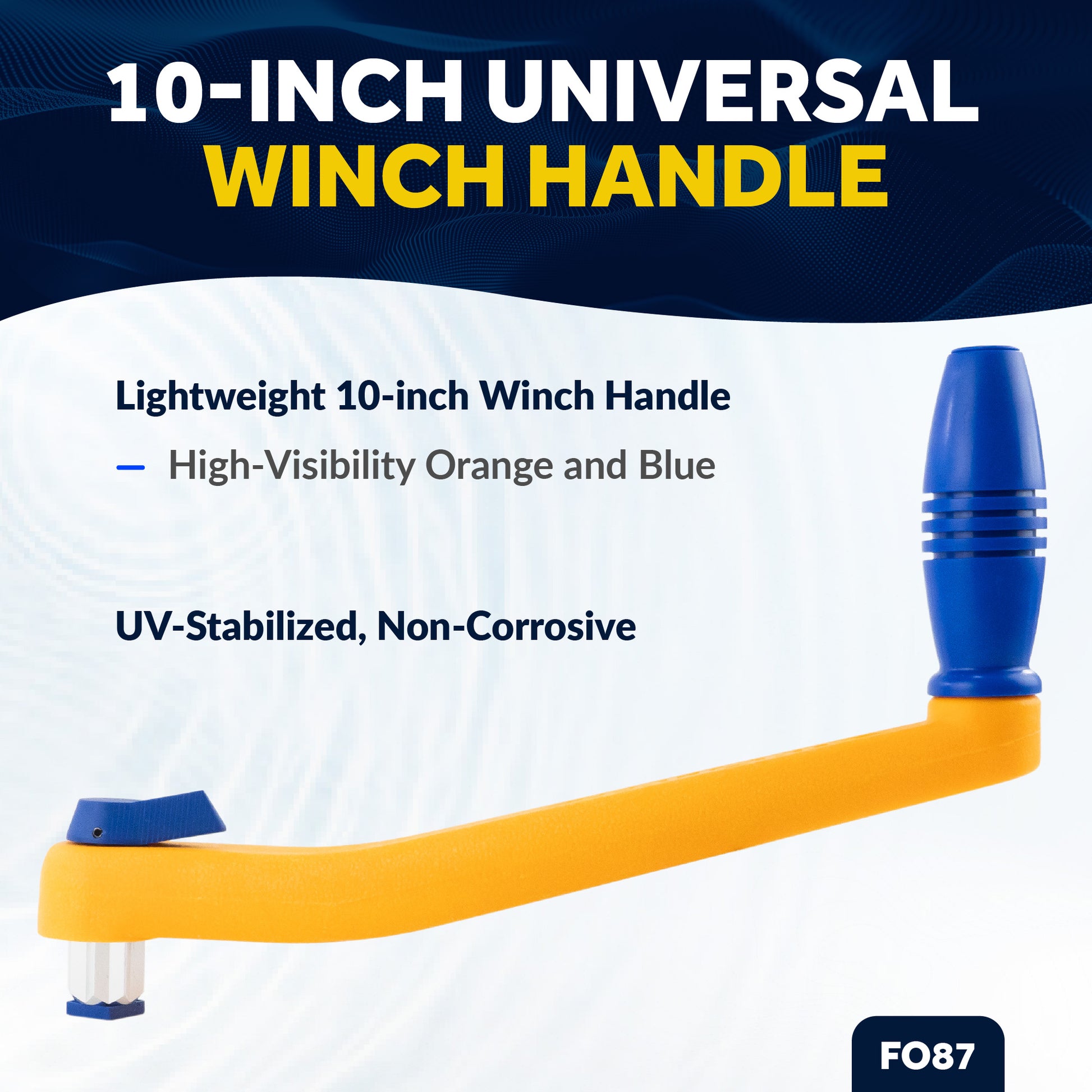 10" Universal Floating Lock-in Winch Handle, Orange/Blue - FO87 - Five Oceans