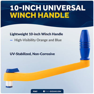 10" Universal Floating Winch Handle, Lock-In Mechanism, Orange & Blue - FO87 - Five Oceans
