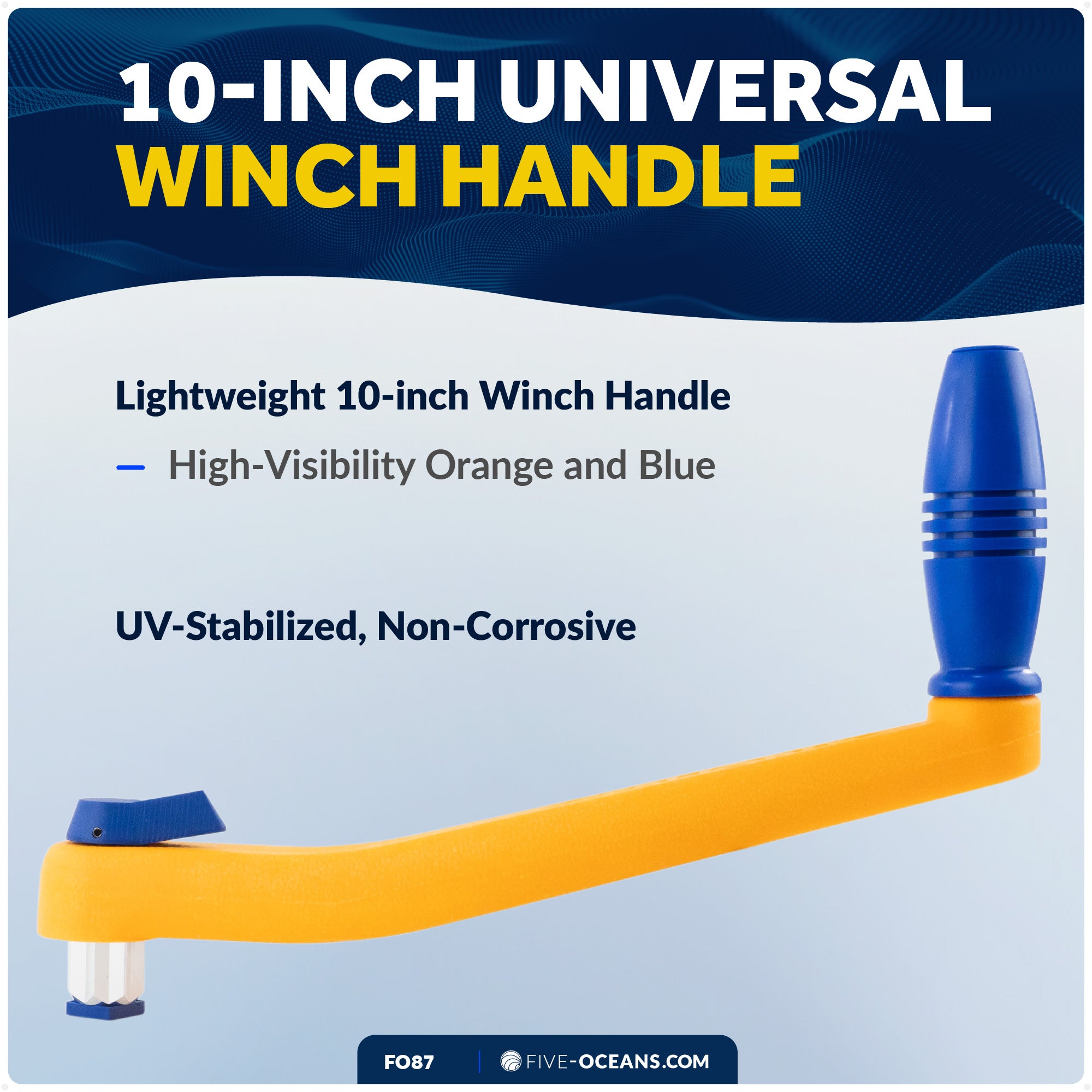 10" Universal Floating Lock-in Winch Handle, Orange/Blue - FO87