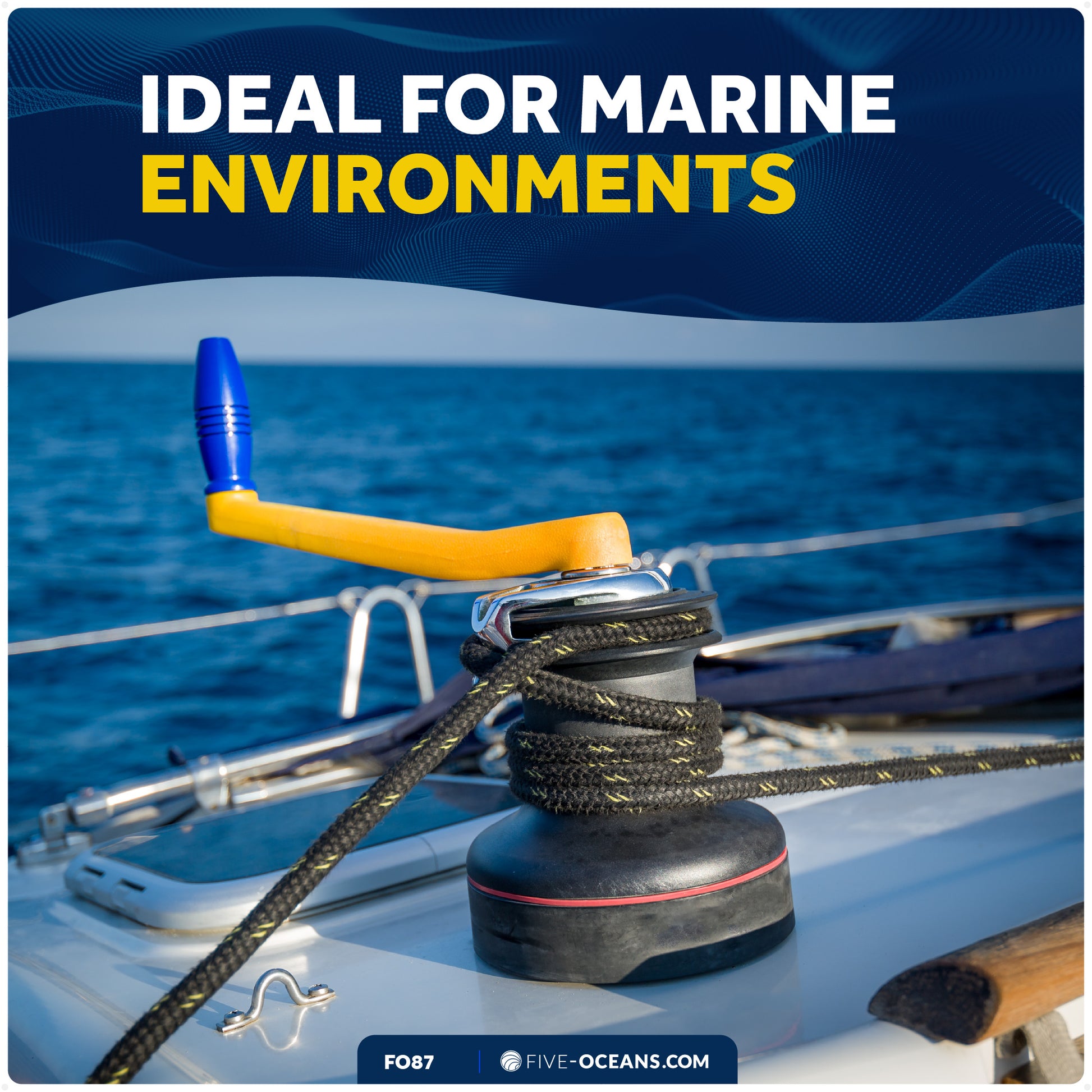 10" Universal Floating Lock-in Winch Handle, Orange/Blue - FO87 - Five Oceans