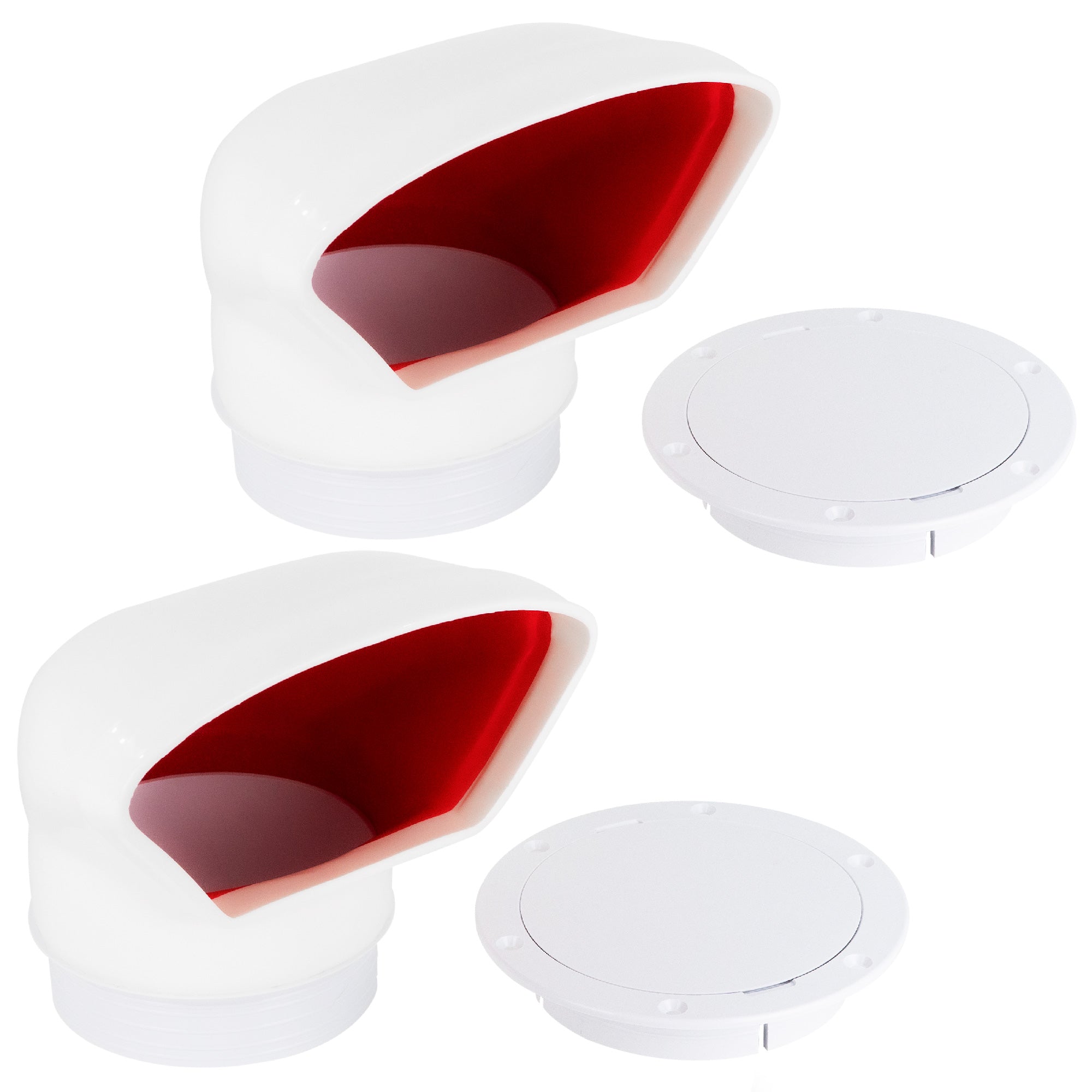 Cowl Vent with Snap-On Deck Plate and Cover, 3" 2-Pack - FO88-M2 - Five Oceans