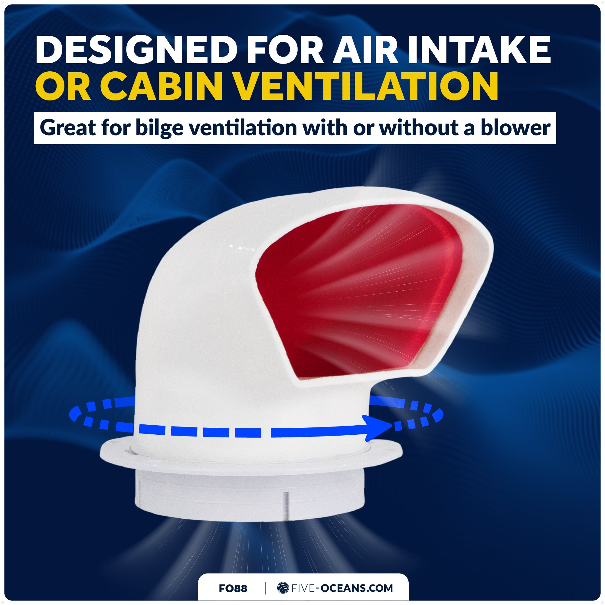 Cowl Vent with Snap-On Deck Plate and Cover, 3" - FO88 - Five Oceans