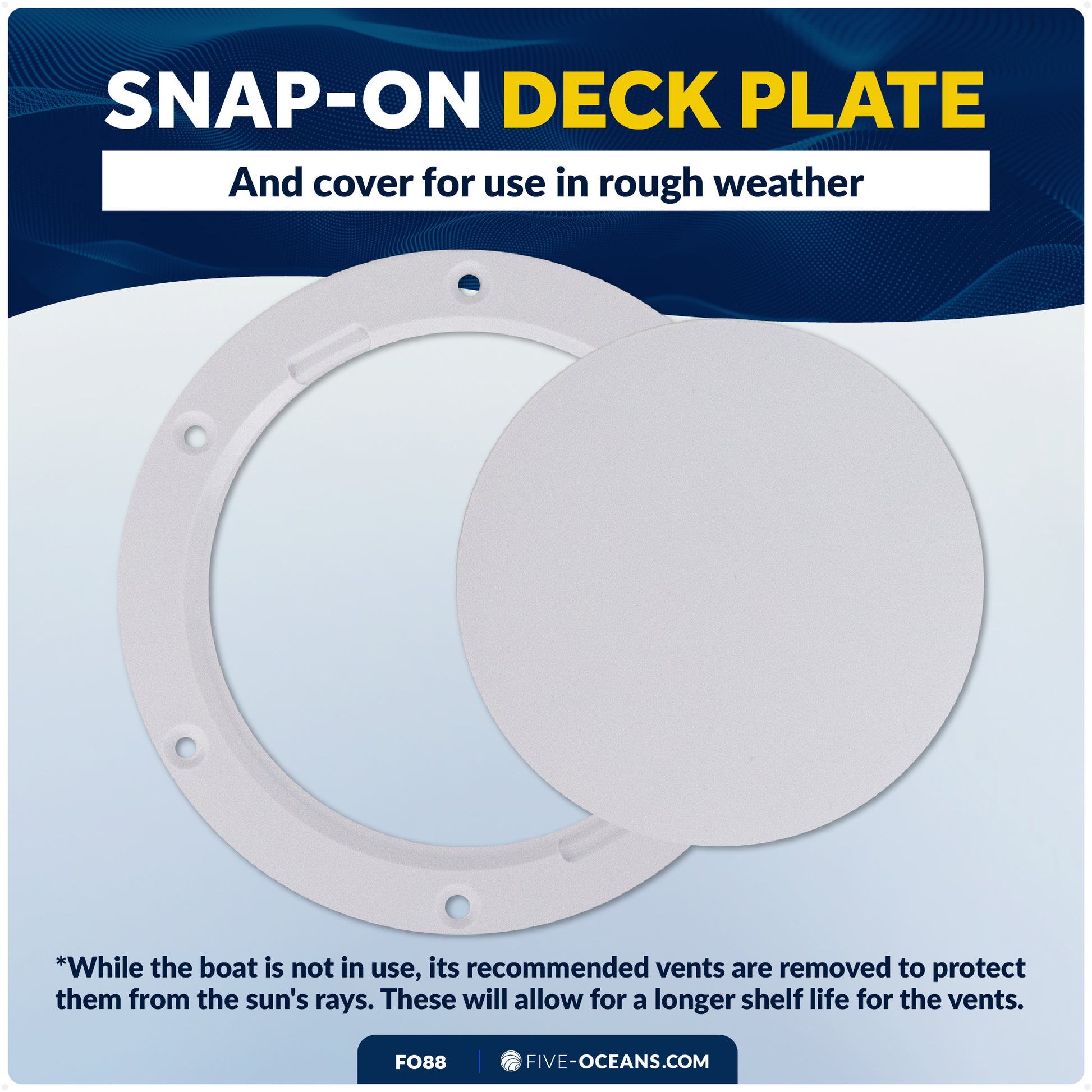 Cowl Vent with Snap-On Deck Plate and Cover, 3" - FO88 - Five Oceans