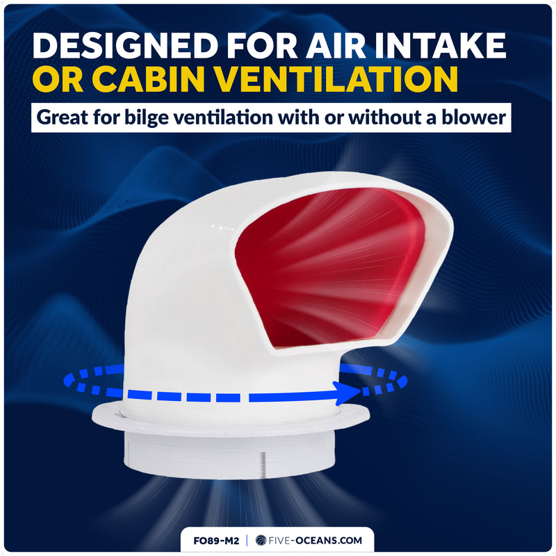 4" Cowl Vent with Snap-On Deck Plate & Cover, 2-Pack - FO89-M2 - Five Oceans