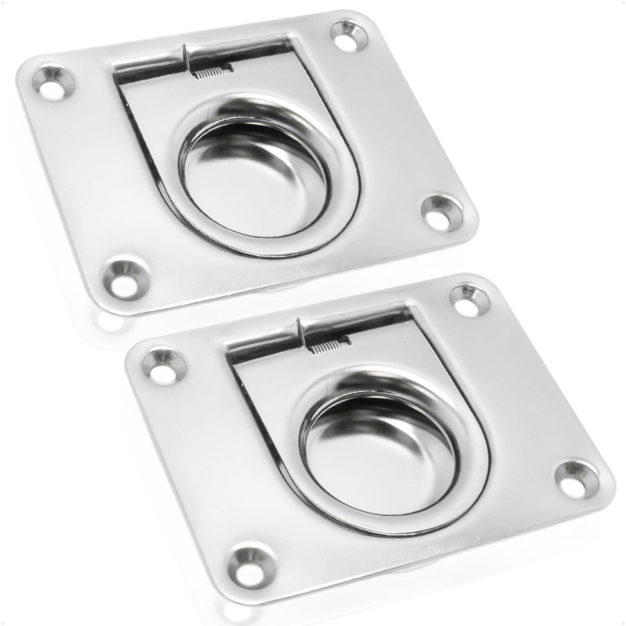 Recessed Hatch Latch with Ring Pull, 3" x 2-1/4", Stainless Steel, 2-Pack - FO912-M2 - Five Oceans