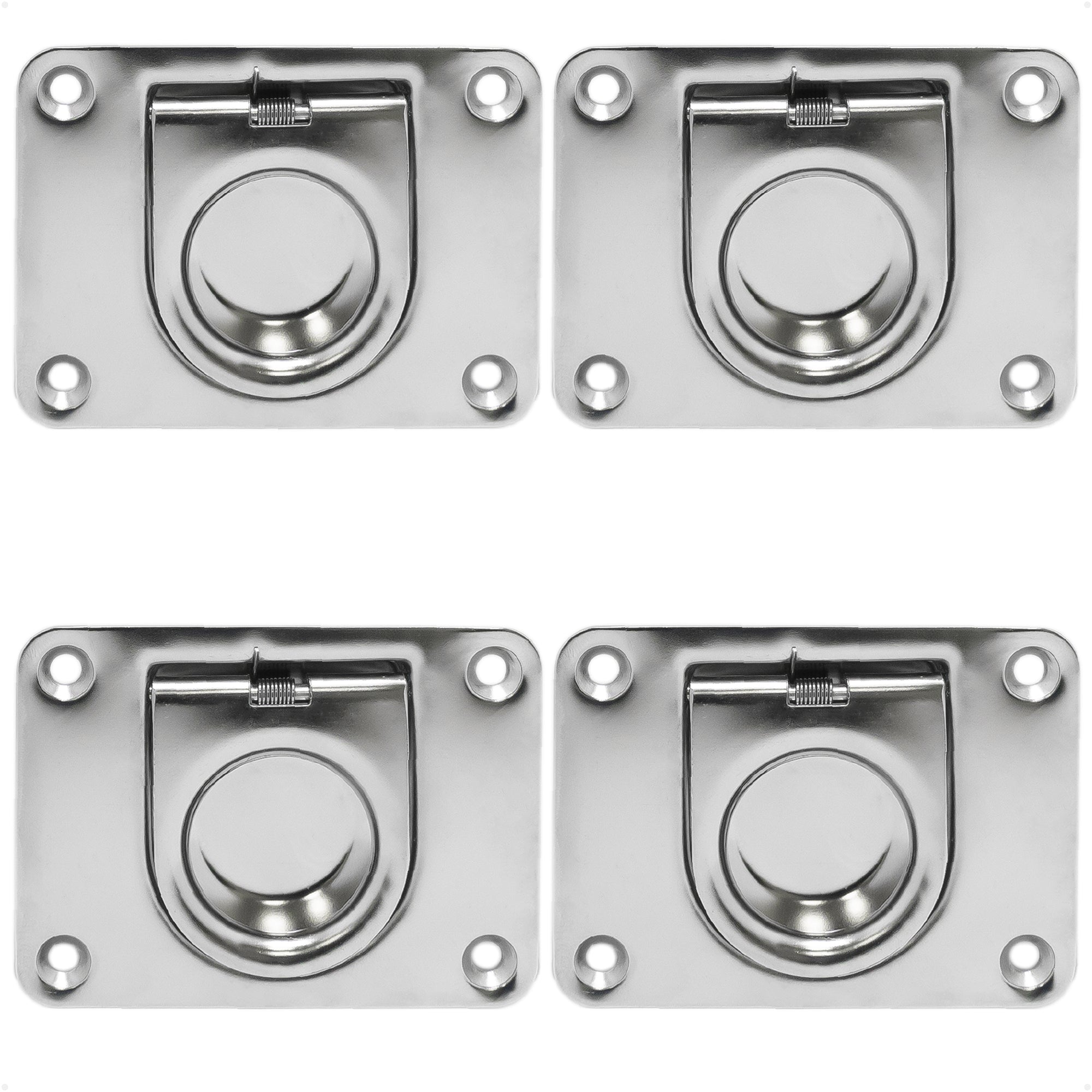 Recessed Hatch Latch with Ring Pull, 3" x 2-1/4", Stainless Steel, 4-Pack - FO912-M4 - Five Oceans