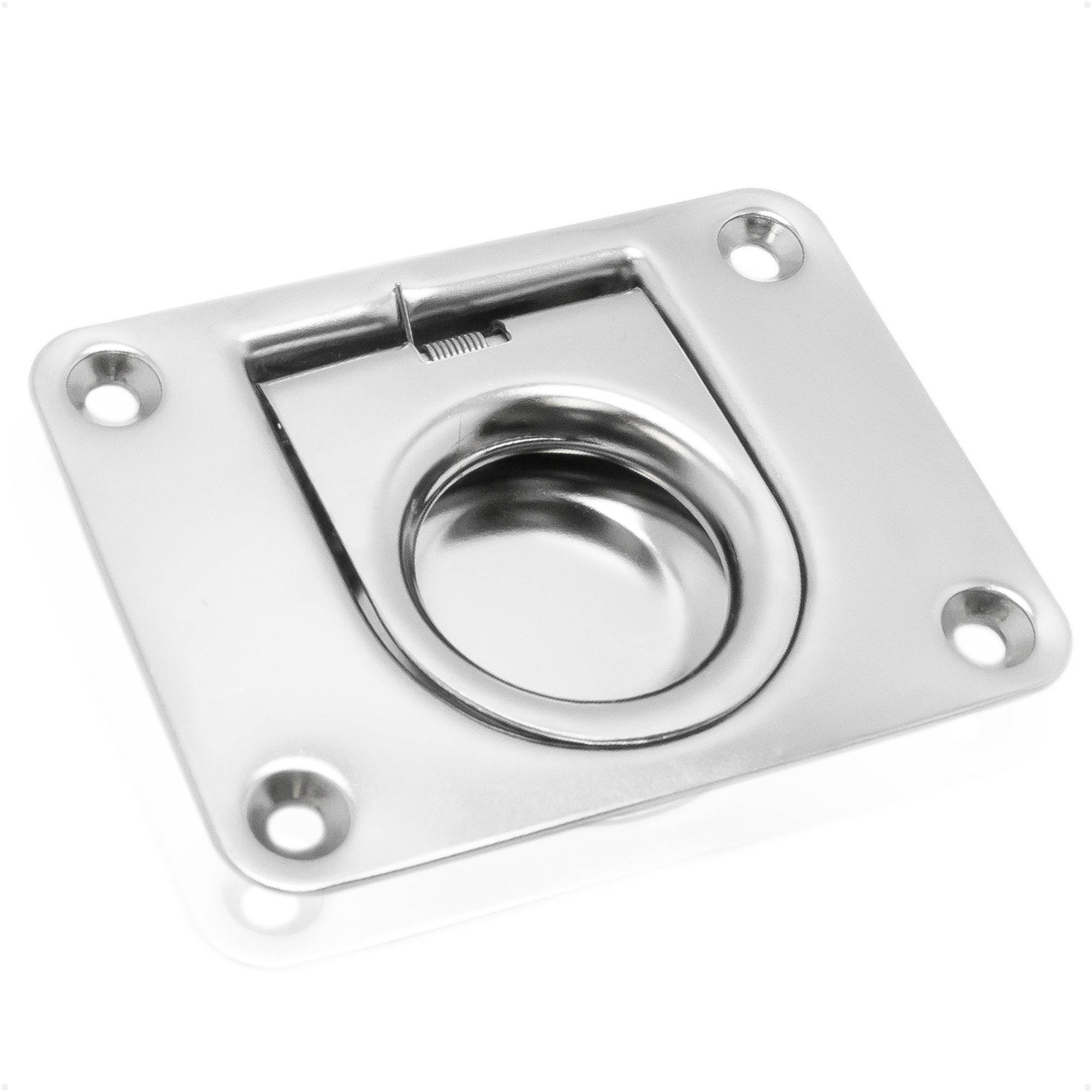 Recessed Hatch Latch with Ring Pull, 3" x 2-1/4", Stainless Steel - FO912 - Five Oceans