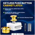 Keyless Push Button Latch, Polished Brass - FO91 - Five Oceans