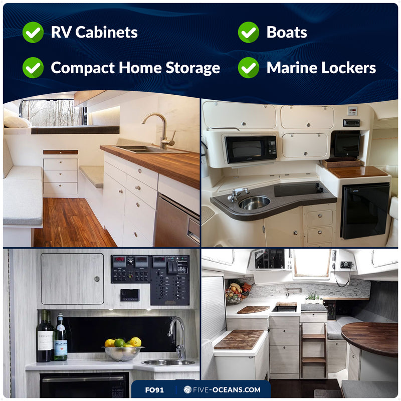 Keyless Push Button Latch, Polished Brass - FO91 - Five Oceans