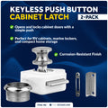 Keyless Push Button Latch, Stainless Steel, 2-Pack - FO92-M2 - Five Oceans