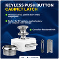 Keyless Push Button Latch, Stainless Steel - FO92 - Five Oceans