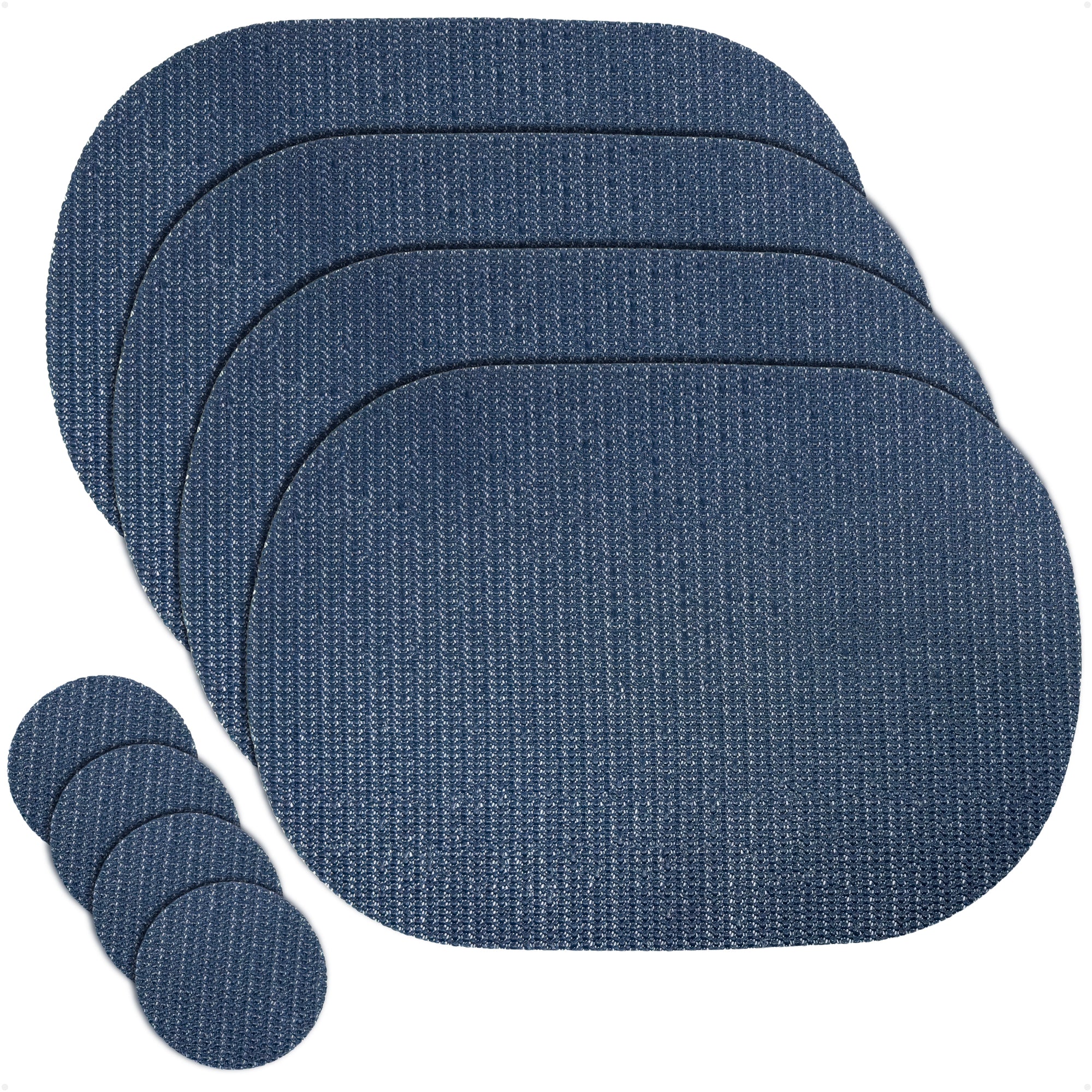 Placemats with Coasters Set, Blue, Non-Slip, Waterproof, 4-Pack - FO94