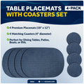 Placemats with Coasters Set, Blue, Non-Slip, Waterproof, 4-Pack - FO94 - Five Oceans