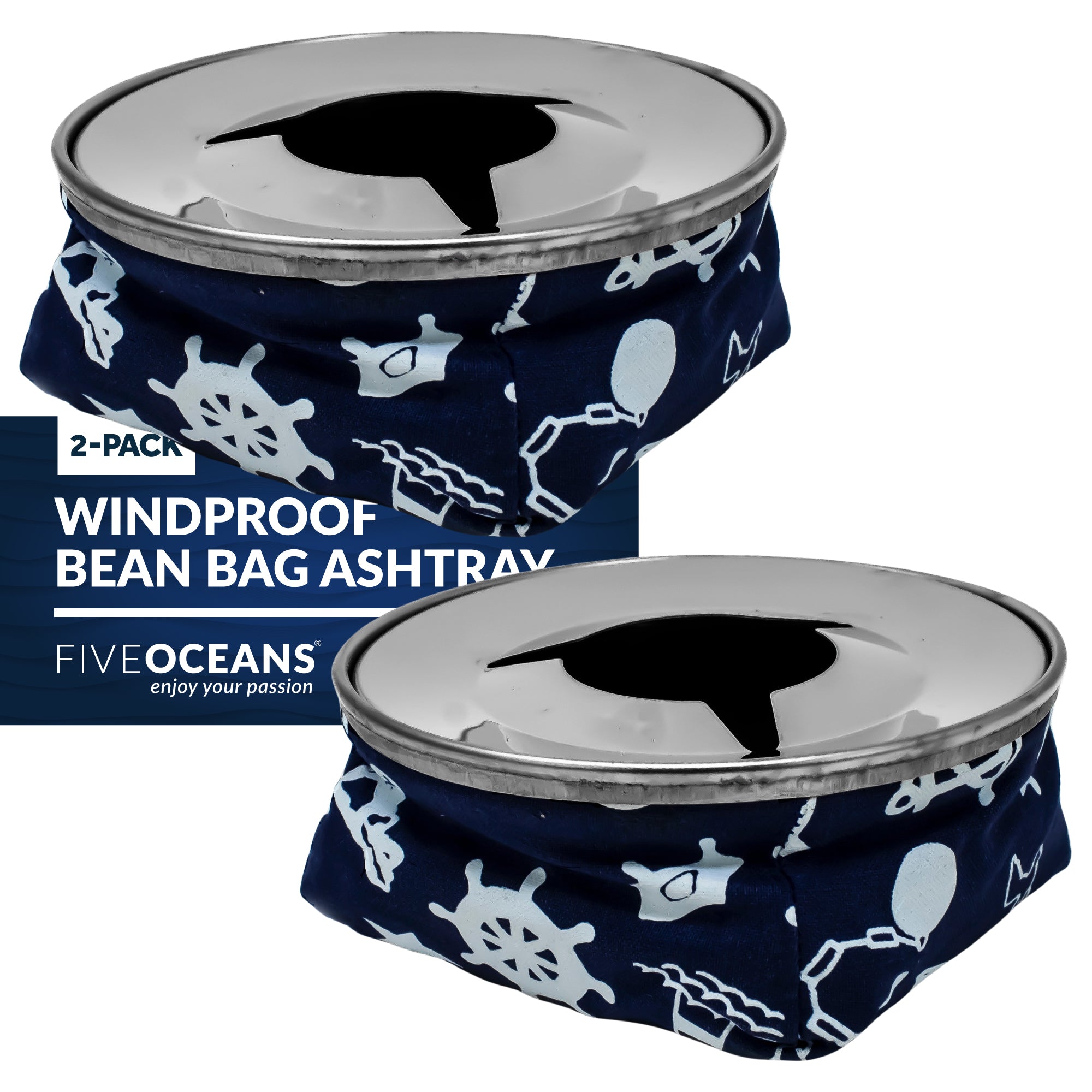 Windproof Bean Bag Ashtrays, Blue 2-Pack - FO101-M2