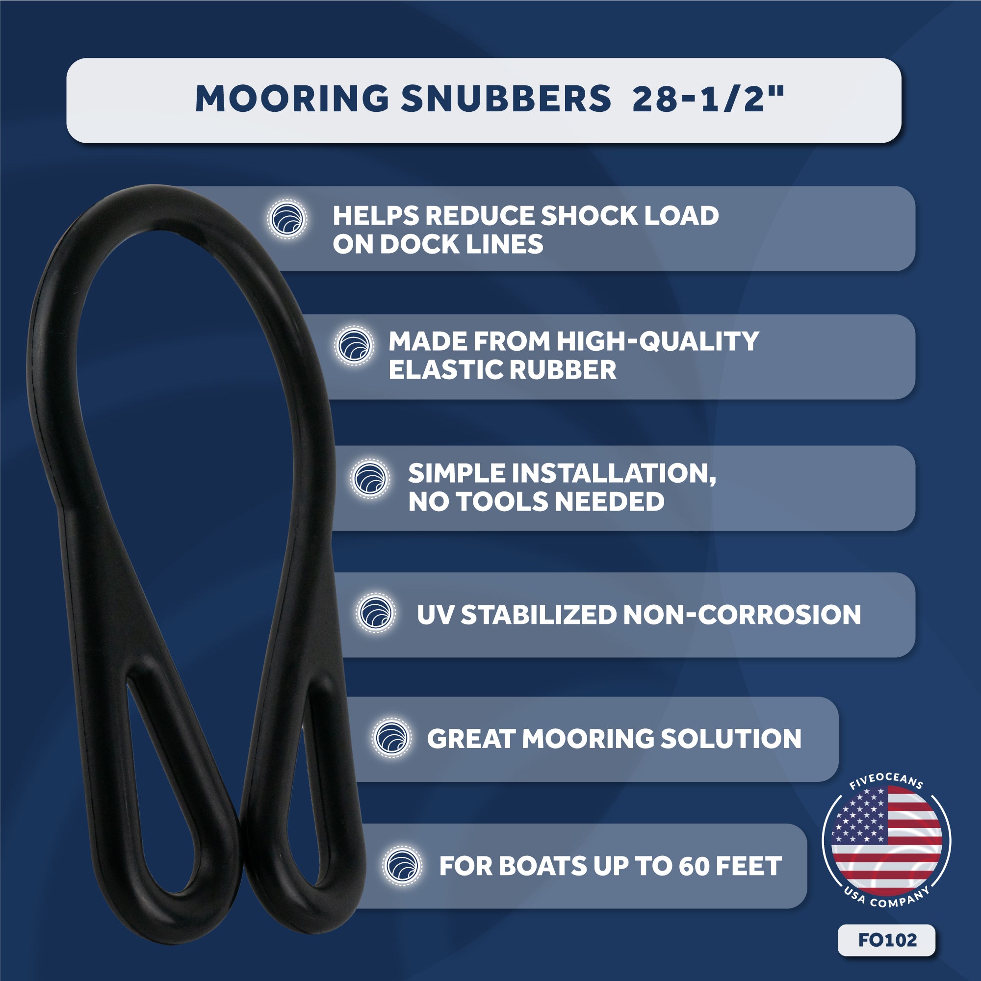 Boat Rubber Mooring Snubber, 28-1/2" - FO102