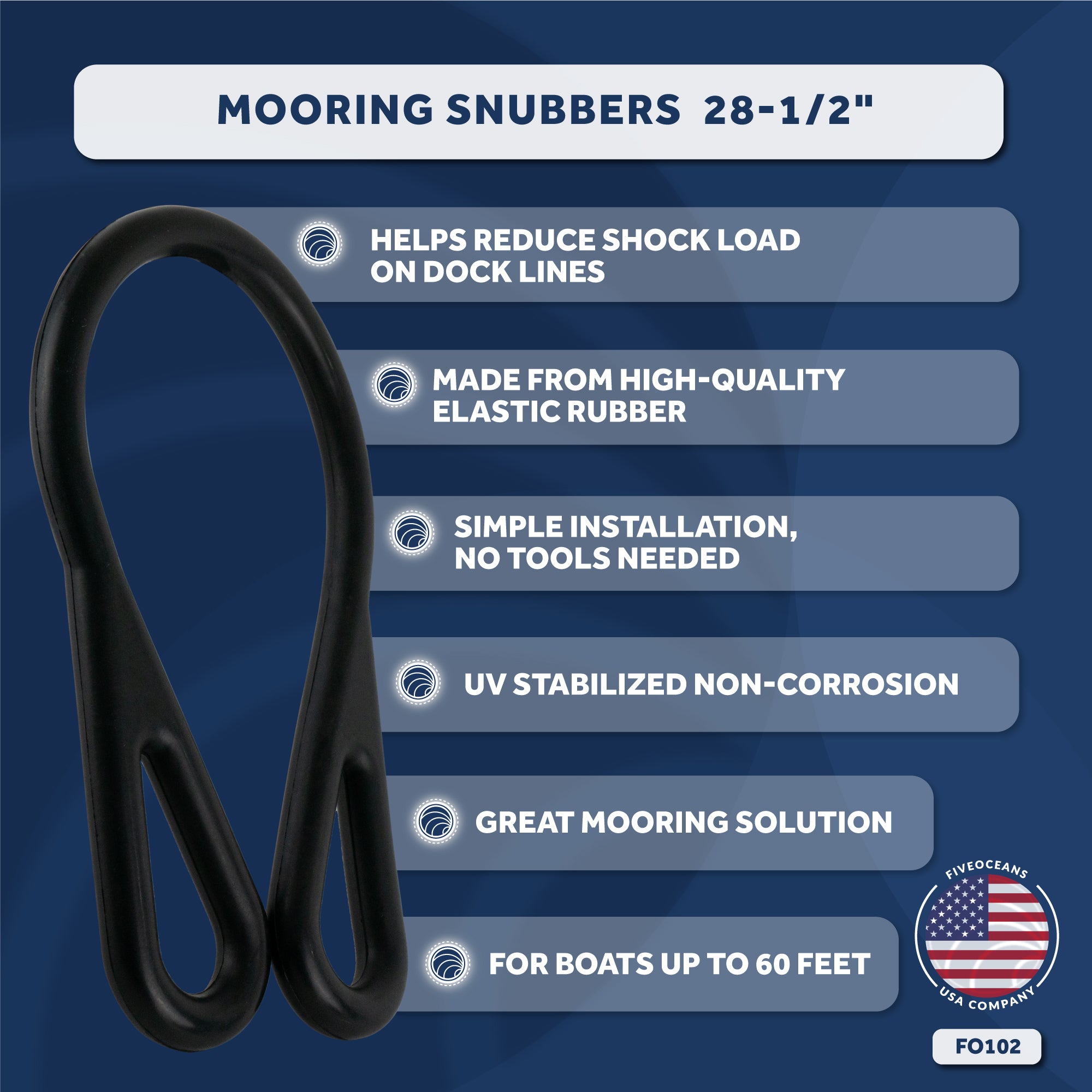 Boat Rubber Mooring Snubber, 28-1/2" - FO102