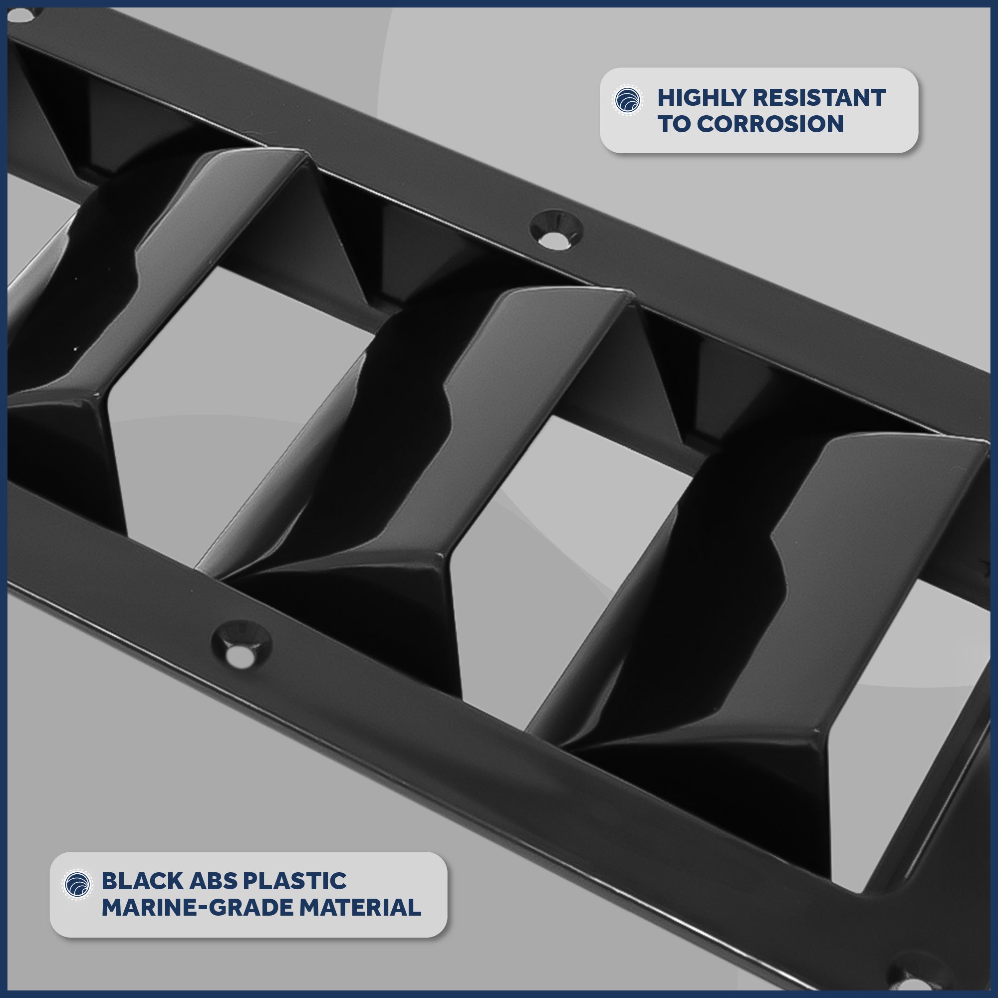 5-Slotted Louvered Ventilators, 13-1/4-Inch x  4-3/4-Inch, Black - FO105 - Five Oceans