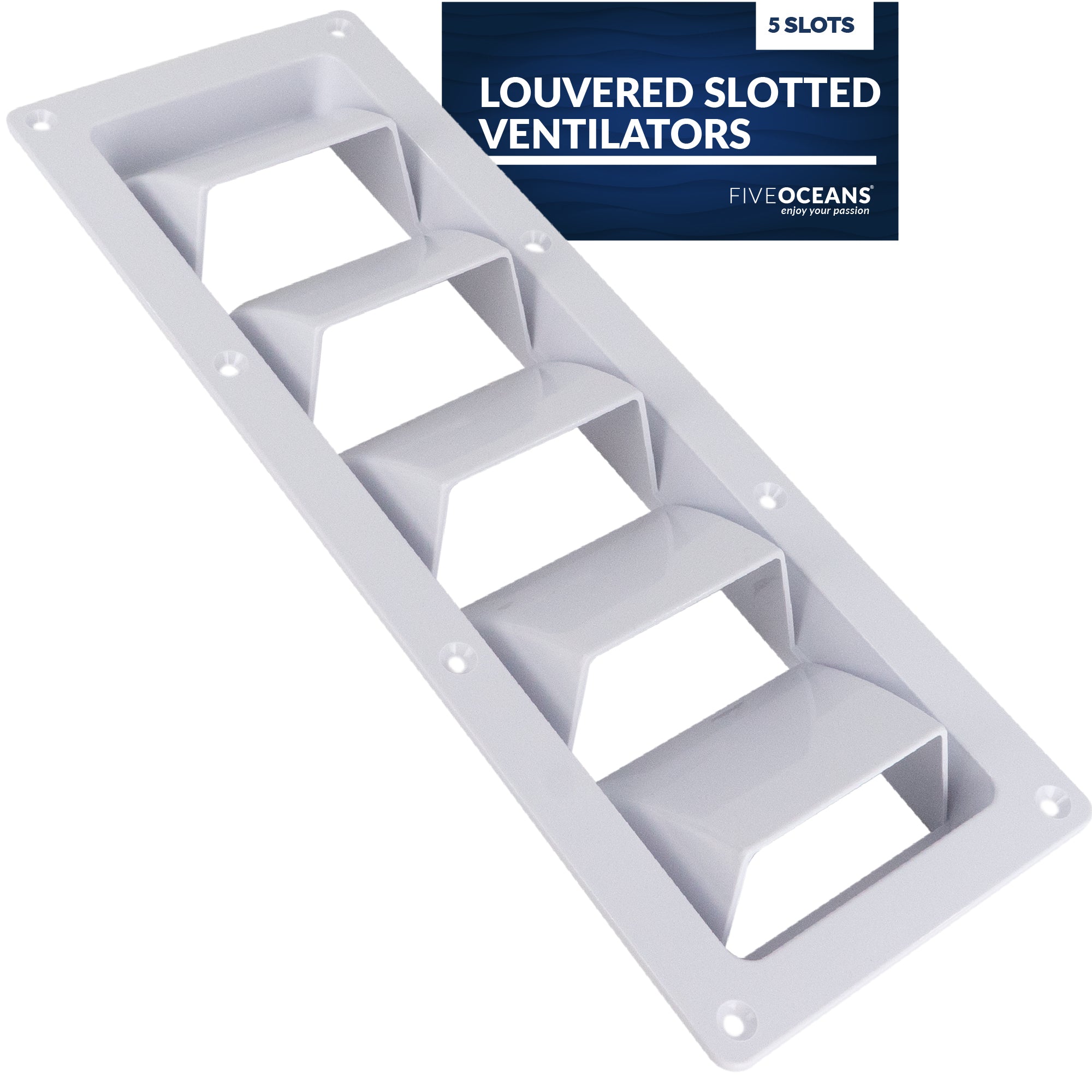 5-Slotted Louvered Ventilators, 13-1/4-Inch x  4-3/4-Inch, White - FO106 - Five Oceans