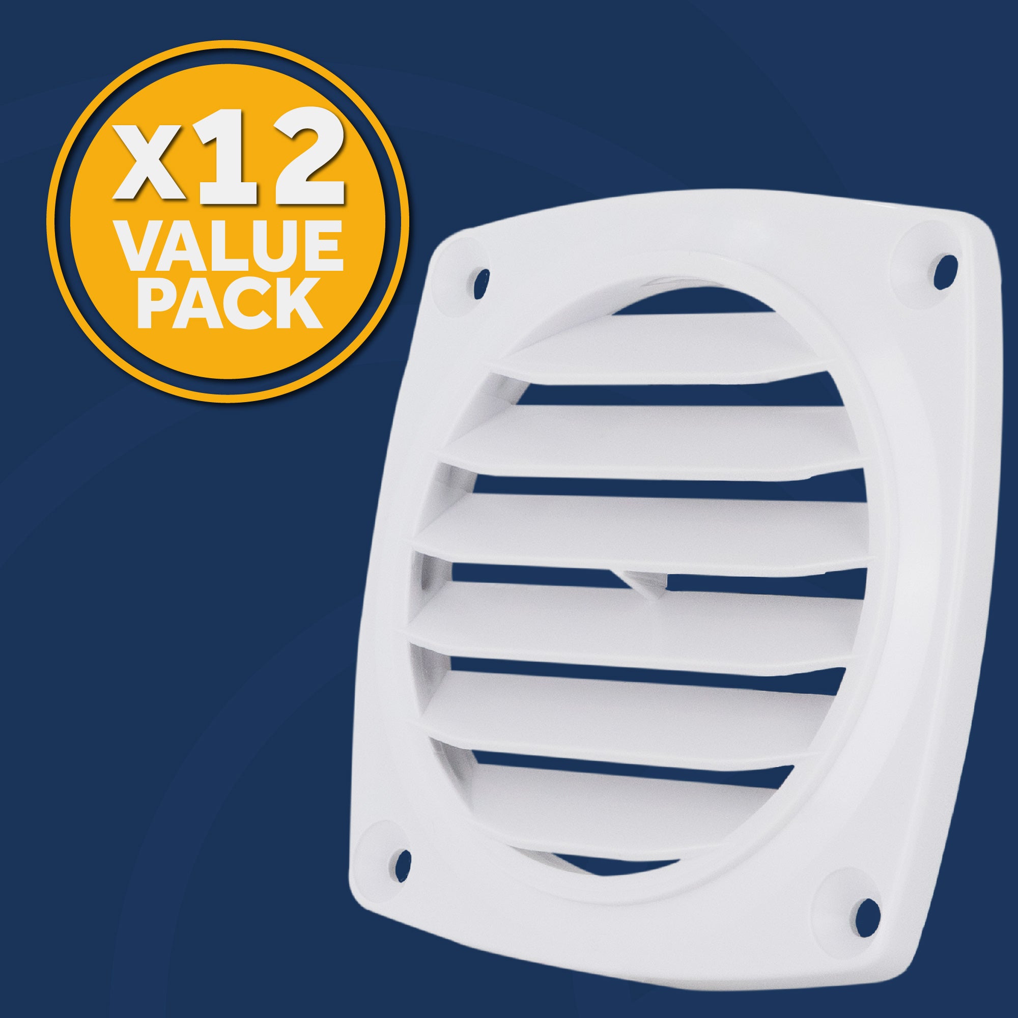 6-Slotted Louvered Flush Hose Ventilators, 3-Inch, White, 12-Pack - FO110-M12