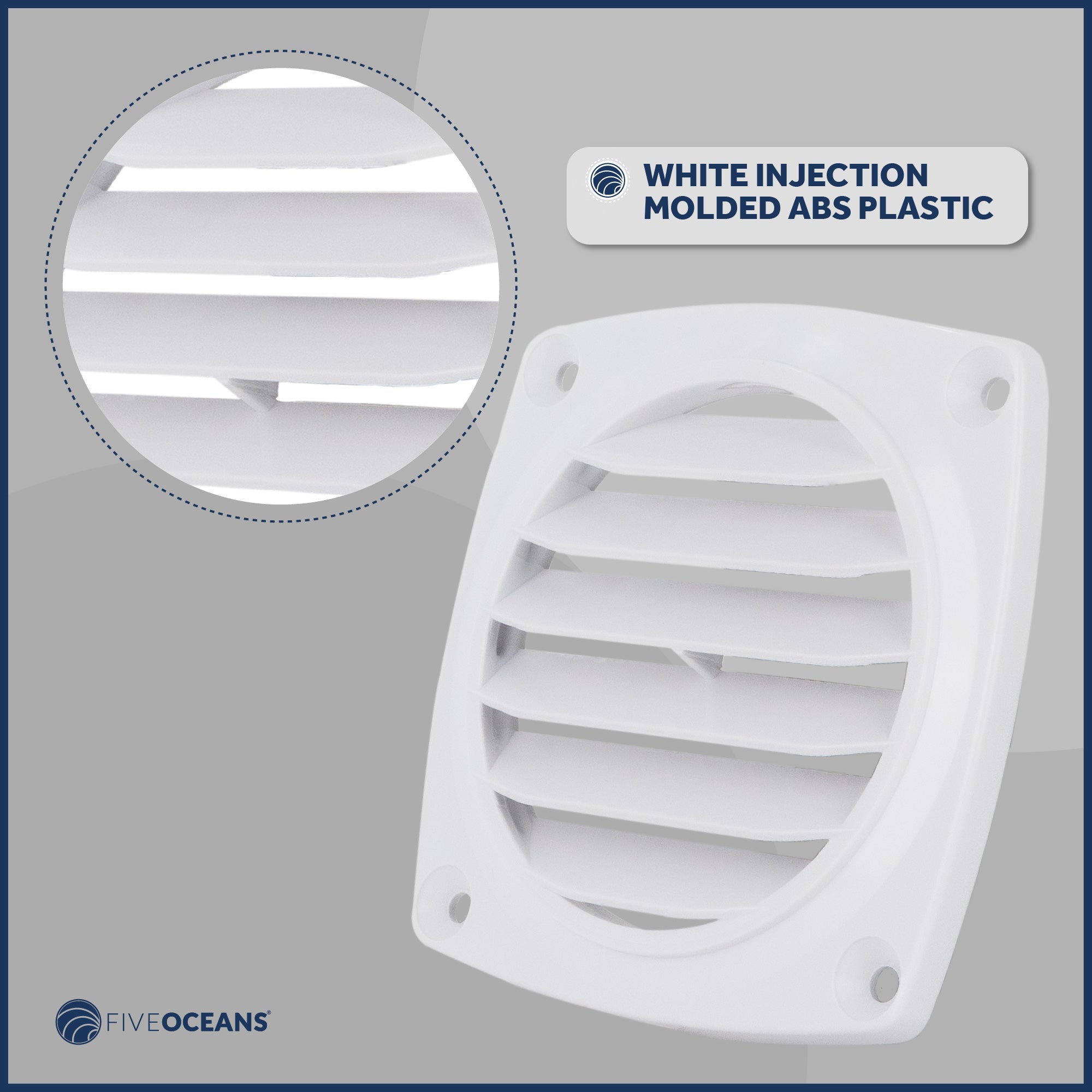 6-Slotted Louvered Flush Hose Ventilators, 3-Inch, White, 12-Pack - FO110-M12 - Five Oceans