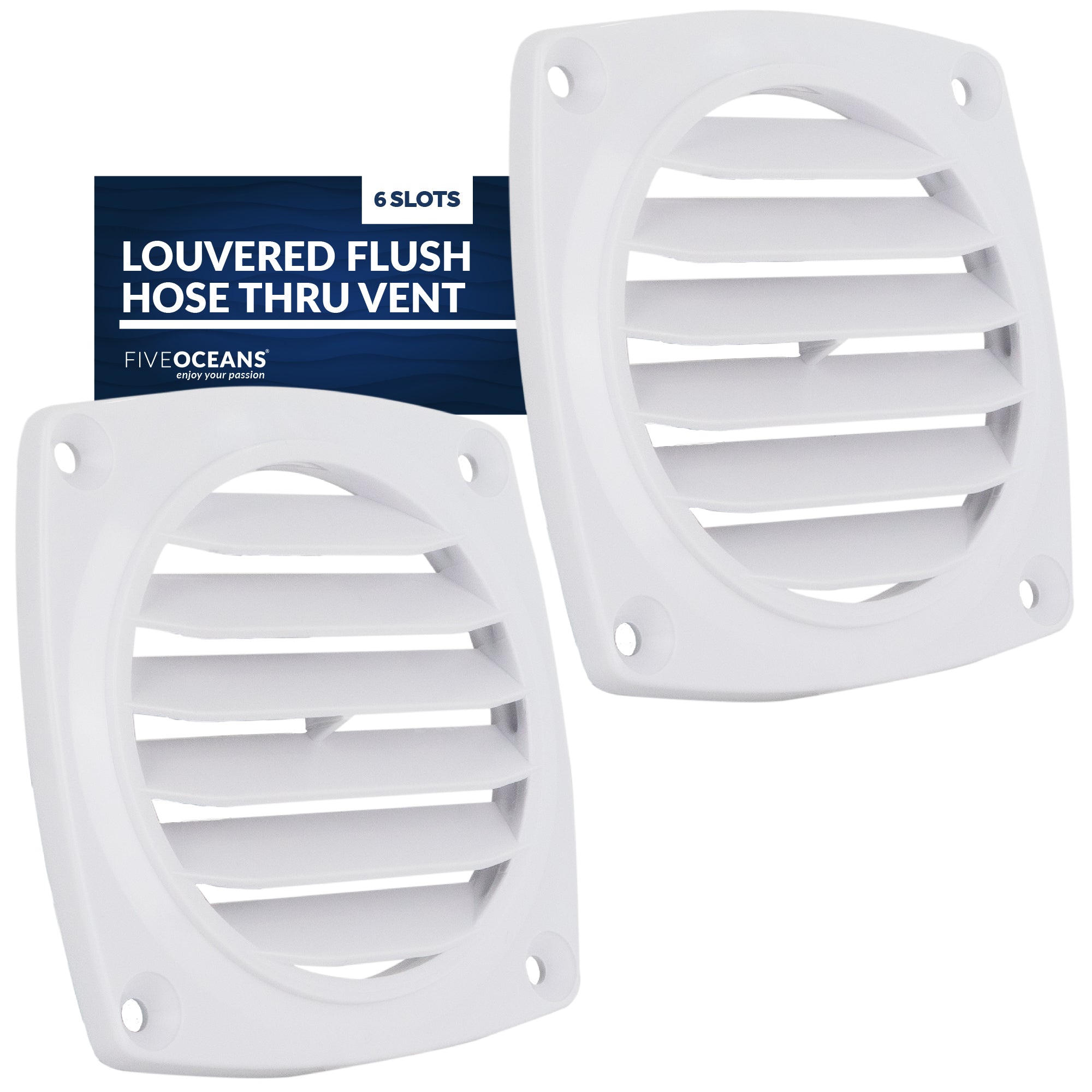 6-Slotted Louvered Flush Hose Ventilators, 3-Inch, White, 2-Pack - FO110-M2