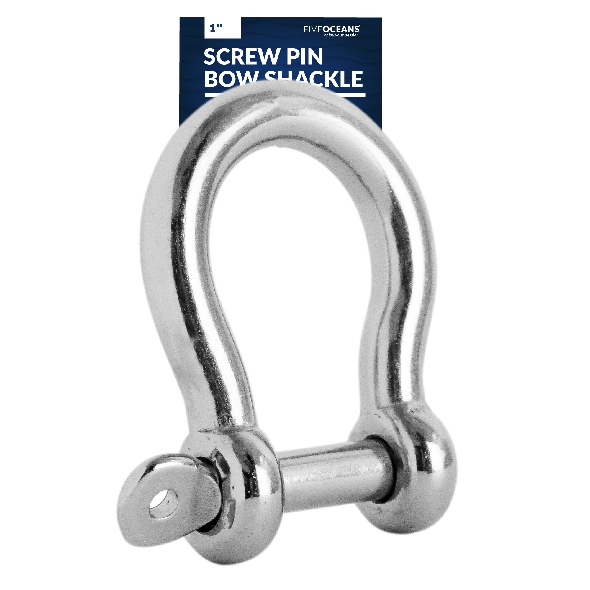 Screw Pin Bow Shackle, 1"  Stainless Steel - FO1374