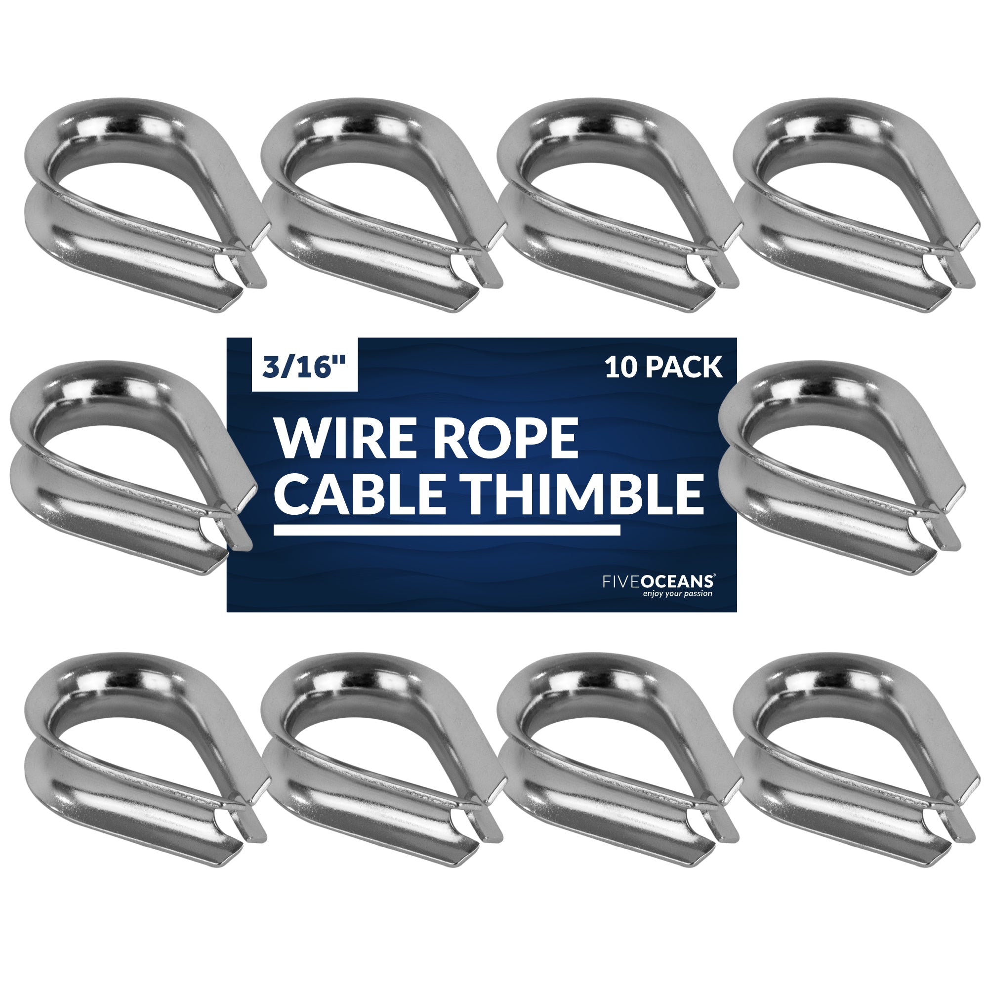 Thimble for 3/16" Wire Rope Cable, Stainless Steel - 10-Pack - FO1383-M10