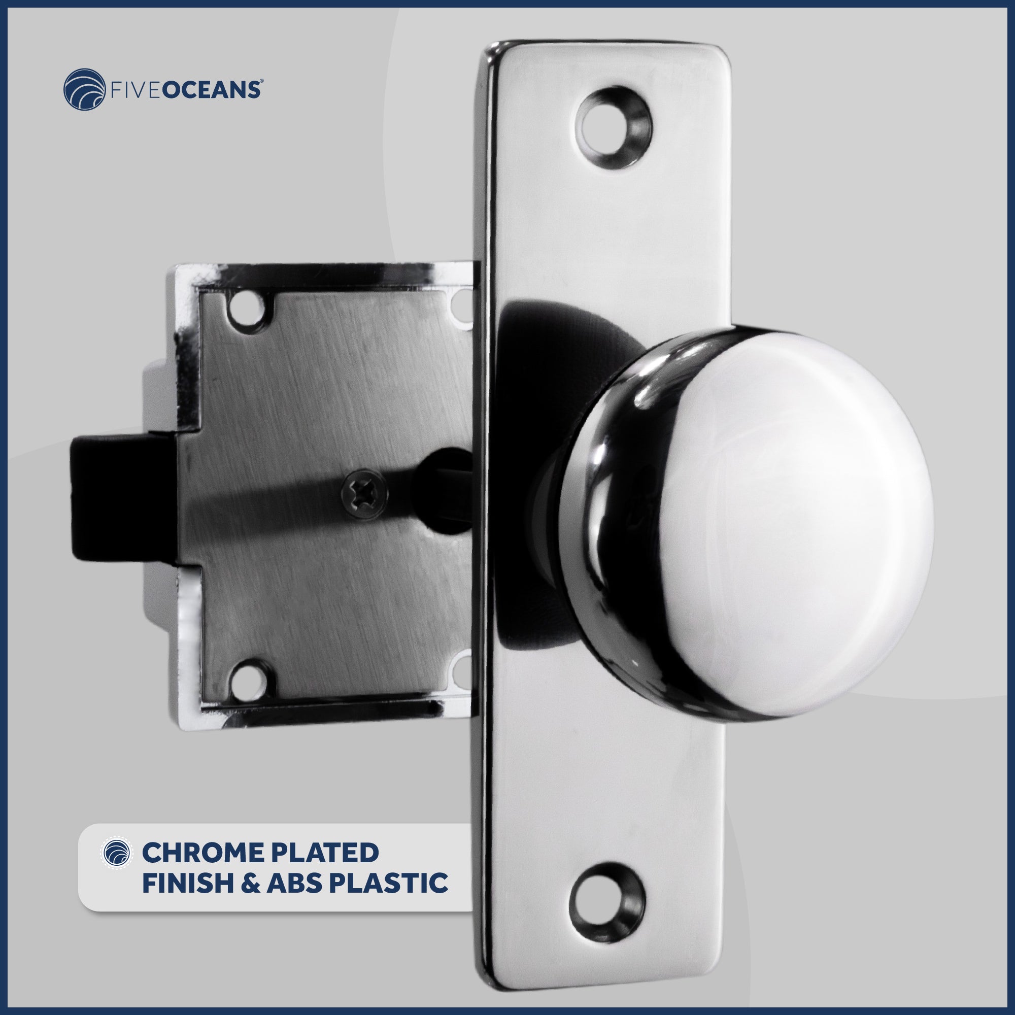 Boat Door Latch Lock, Surface Mount, Chrome Plated Finish - FO1409