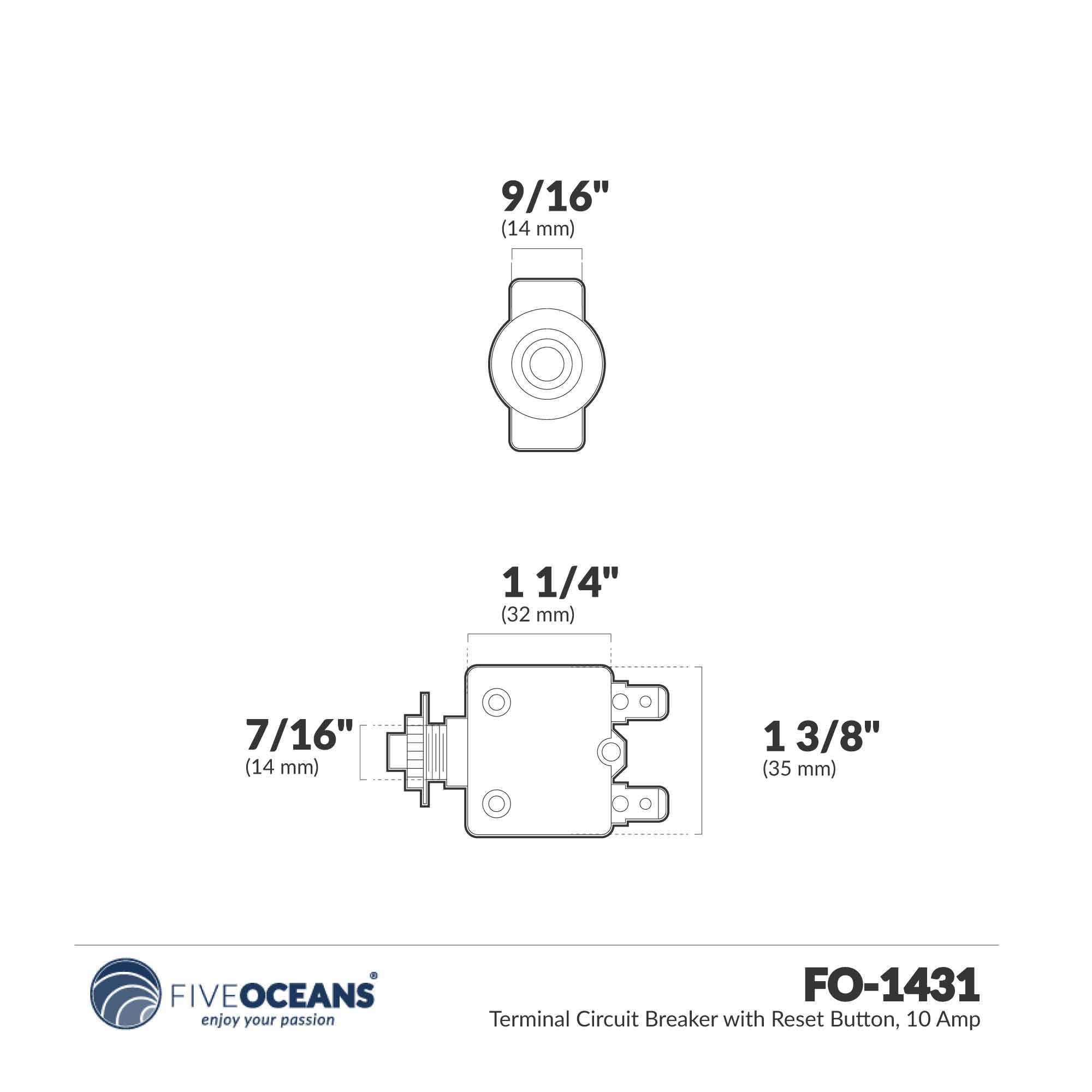 Terminal Circuit Breaker, 10 Amp - FO1431 - Five Oceans
