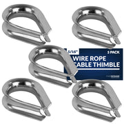 Thimble for 5/16" Wire Rope Cable, Stainless Steel - 5-Pack - FO1444-M5 - Five Oceans