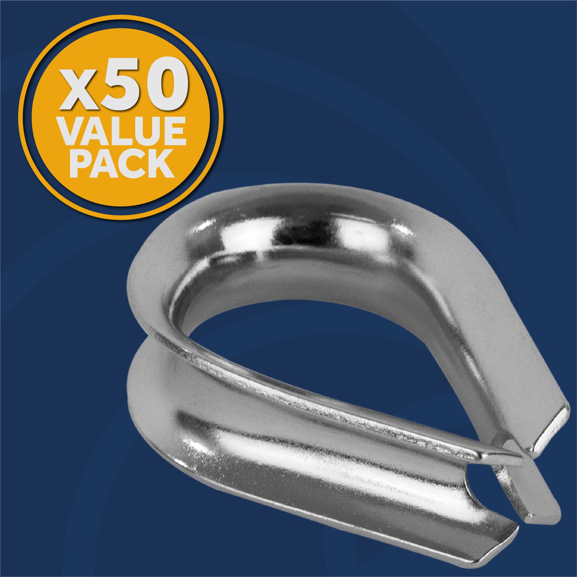 Value Pack Wire Rope Cable Thimble 1/2" Stainless Steel 50-Pack - FO1445-M50 - Five Oceans