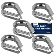 Thimble for 1/2" Wire Rope Cable, Stainless Steel - 5-Pack - FO1445-M5 - Five Oceans