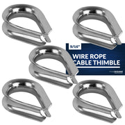 Thimble for 9/16"Wire Rope Cable, Stainless Steel - 5-Pack - FO1446-M5 - Five Oceans