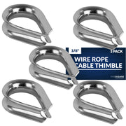 Thimble for 3/8" Wire Rope Cable, Stainless Steel - 5-Pack - FO1448-M5 - Five Oceans