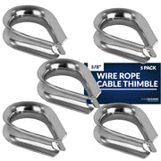 Thimble for 5/8" Wire Rope Cable, Stainless Steel - 5-Pack - FO1449-M5 - Five Oceans