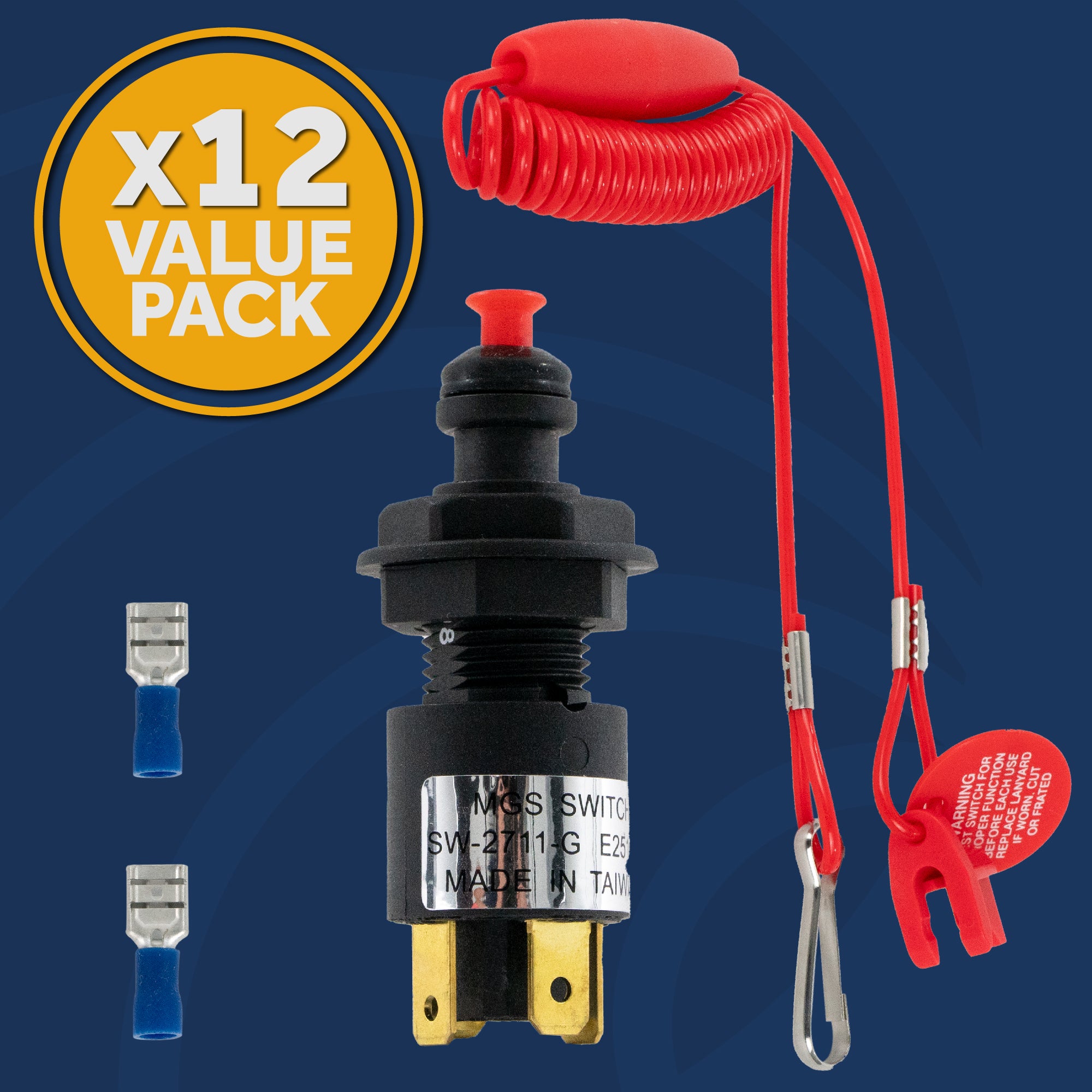 Emergency Cut-Off Switch with Hook, 12 Volts 12-Pack - FO1518-M12 - Five Oceans
