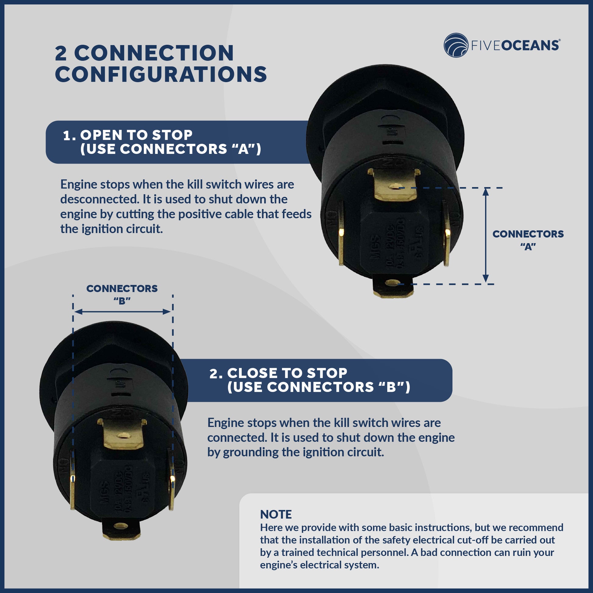 Emergency Cut-Off Switch with Hook, 12 Volts 12-Pack - FO1518-M12 - Five Oceans