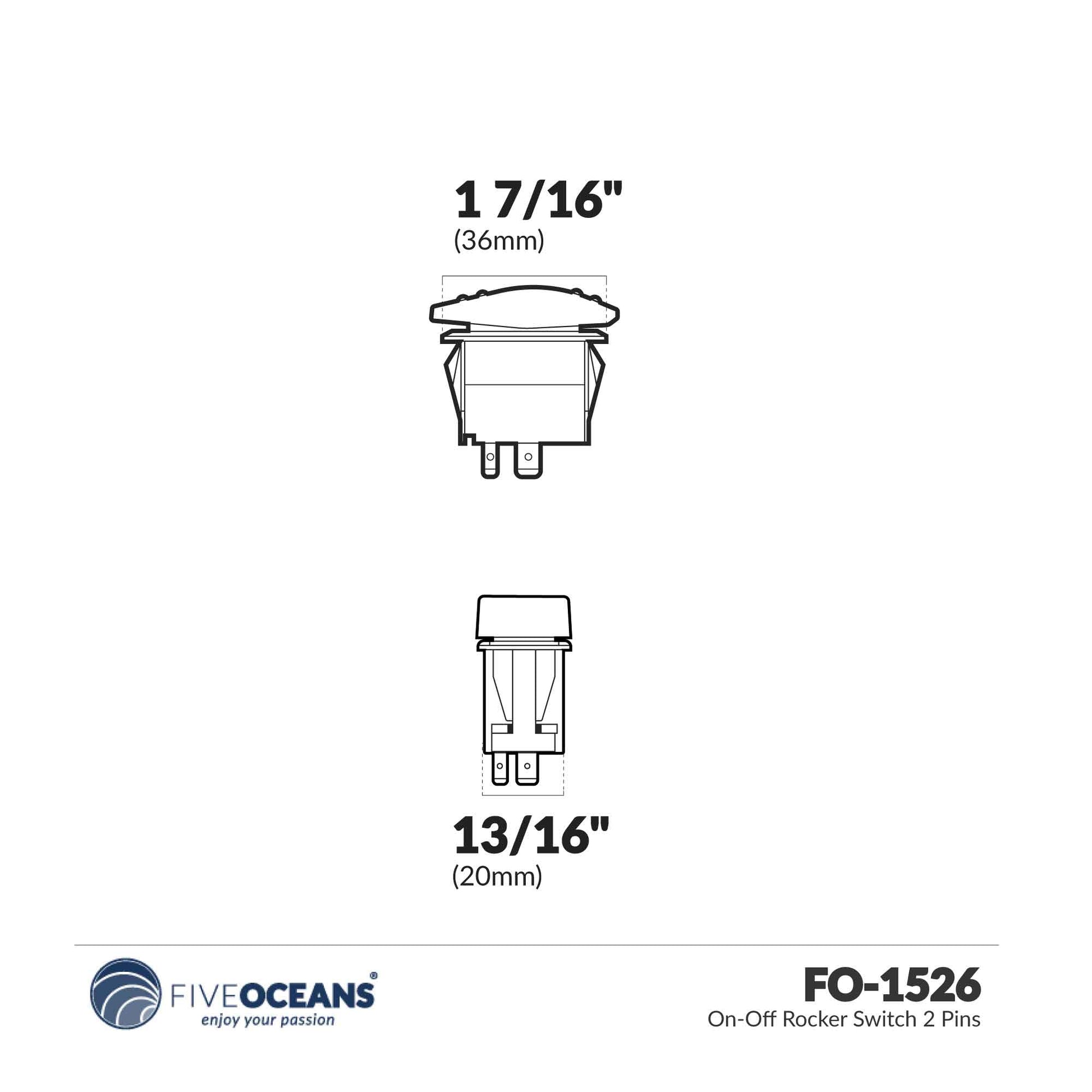3-Pin On-Off Rocker Switch with LED - 4-Pack - FO1526-M4 - Five Oceans